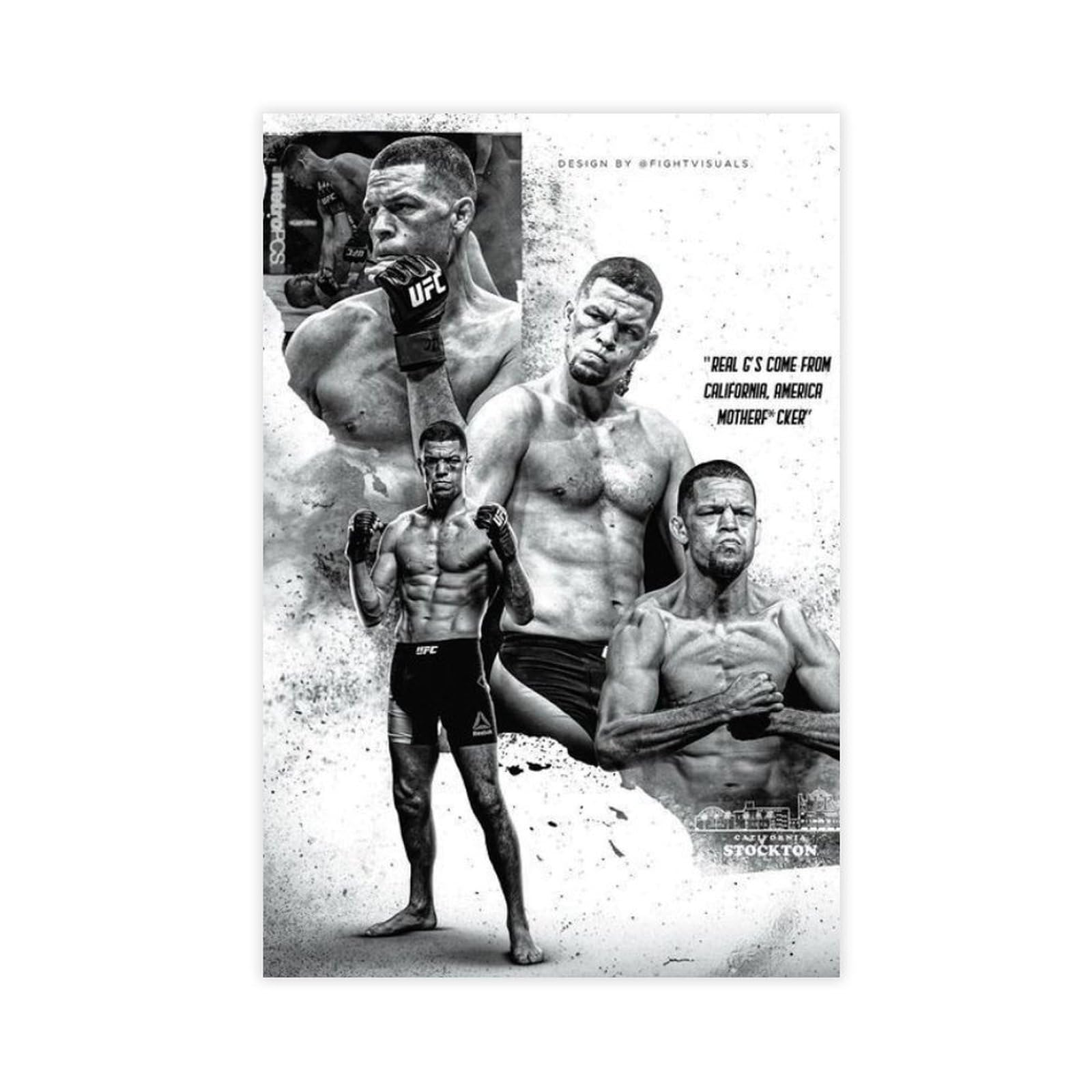 QGVBGF Nate Diaz UFC Fighter Wall Dec Canvas Poster Bedroom Decor Landscape Office Room Decor Gift 12x18inch(30x45cm)