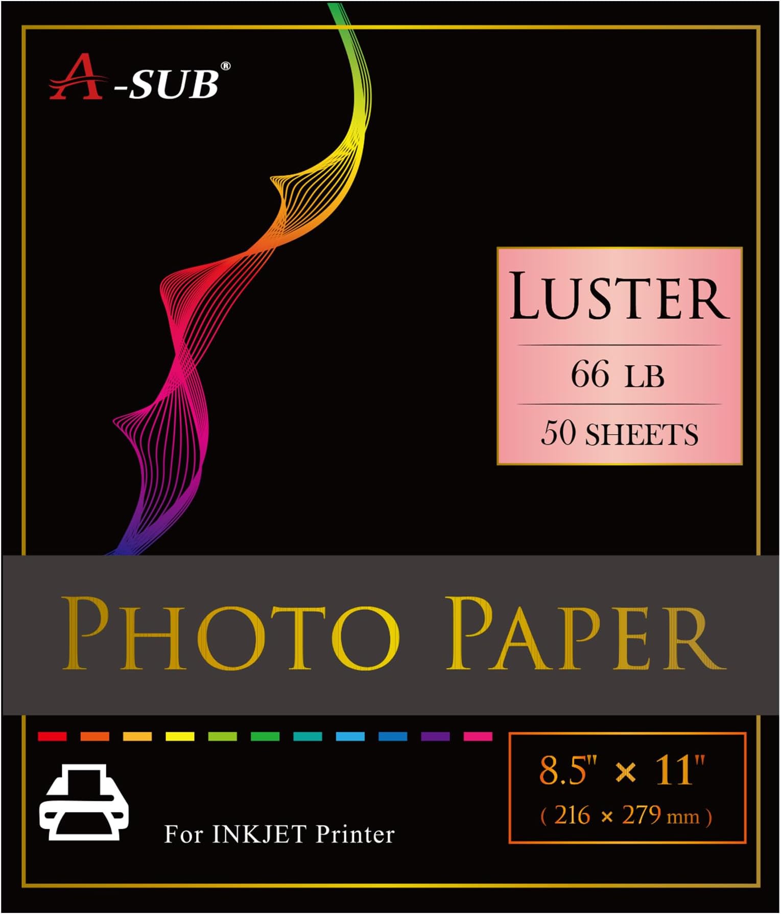 Premium Photo Paper Luster 8.5x11 Inch 66lb for Inkjet Printers 50 Sheets, Single Sided