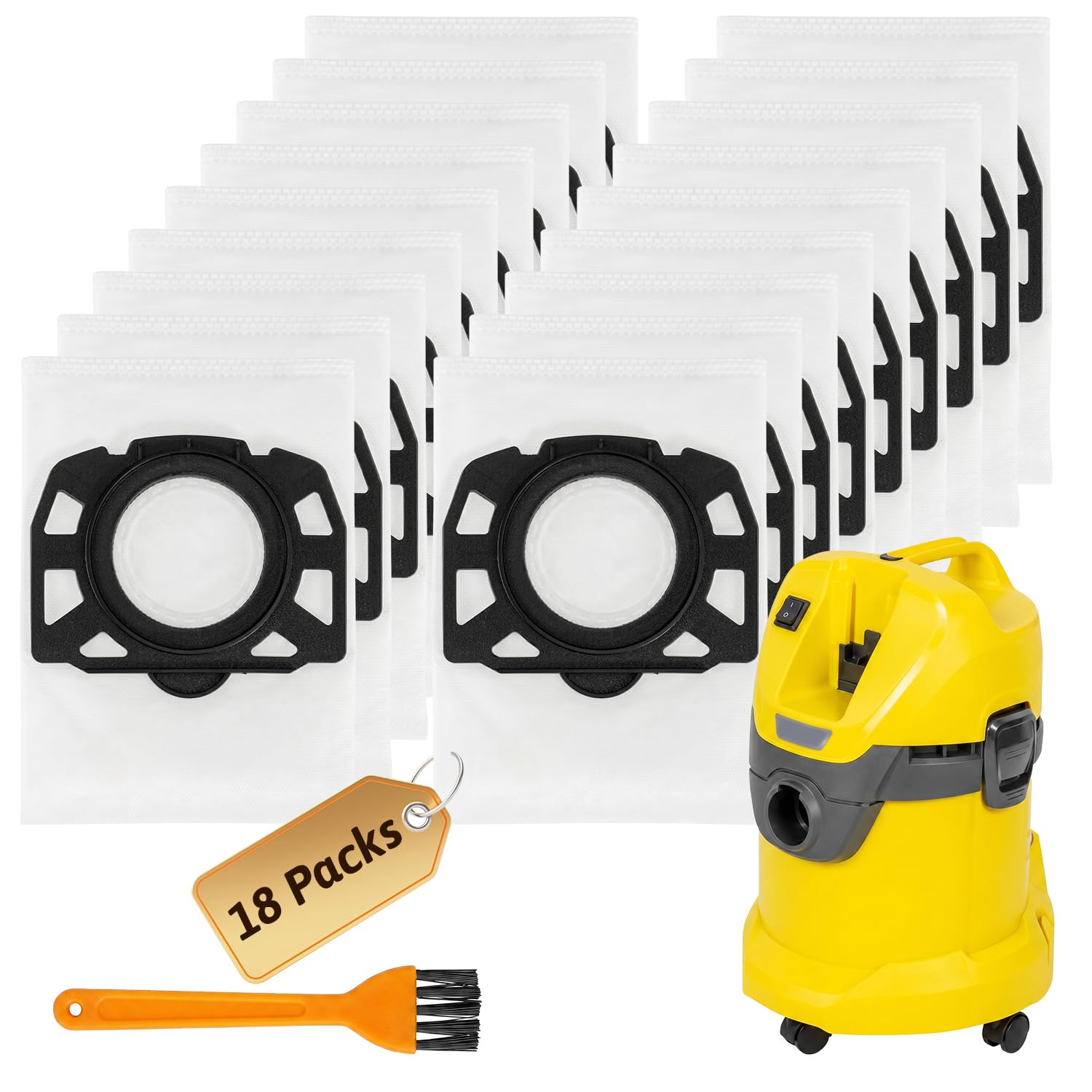 Vacuum Bag Compatible with Karcher WD 2 Bags, YTUGIL Vacuum Bags Compatible with Karcher Hoover Bag,WD 1, 3, KWD 1, 2, 3, WD 3.200, SE 4, SE 4001, SE 4002, MV 2, MV 3-18 Pack