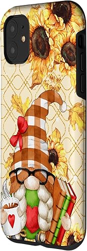 Miniatura 8 de Gnomo de girasol para iPhone 14 Pro con libros para amantes del té y funda de lectura bibliotecaria