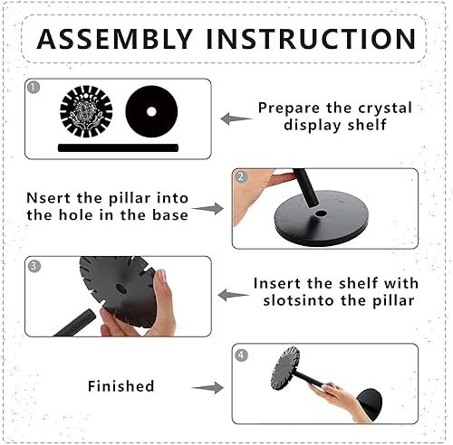 Miniatura 4 de CRASPIRE Soporte de cristal con péndulo de manos de fase lunar, rueda de adivinación de flores, soporte de exhibición negro, soporte de exhibición