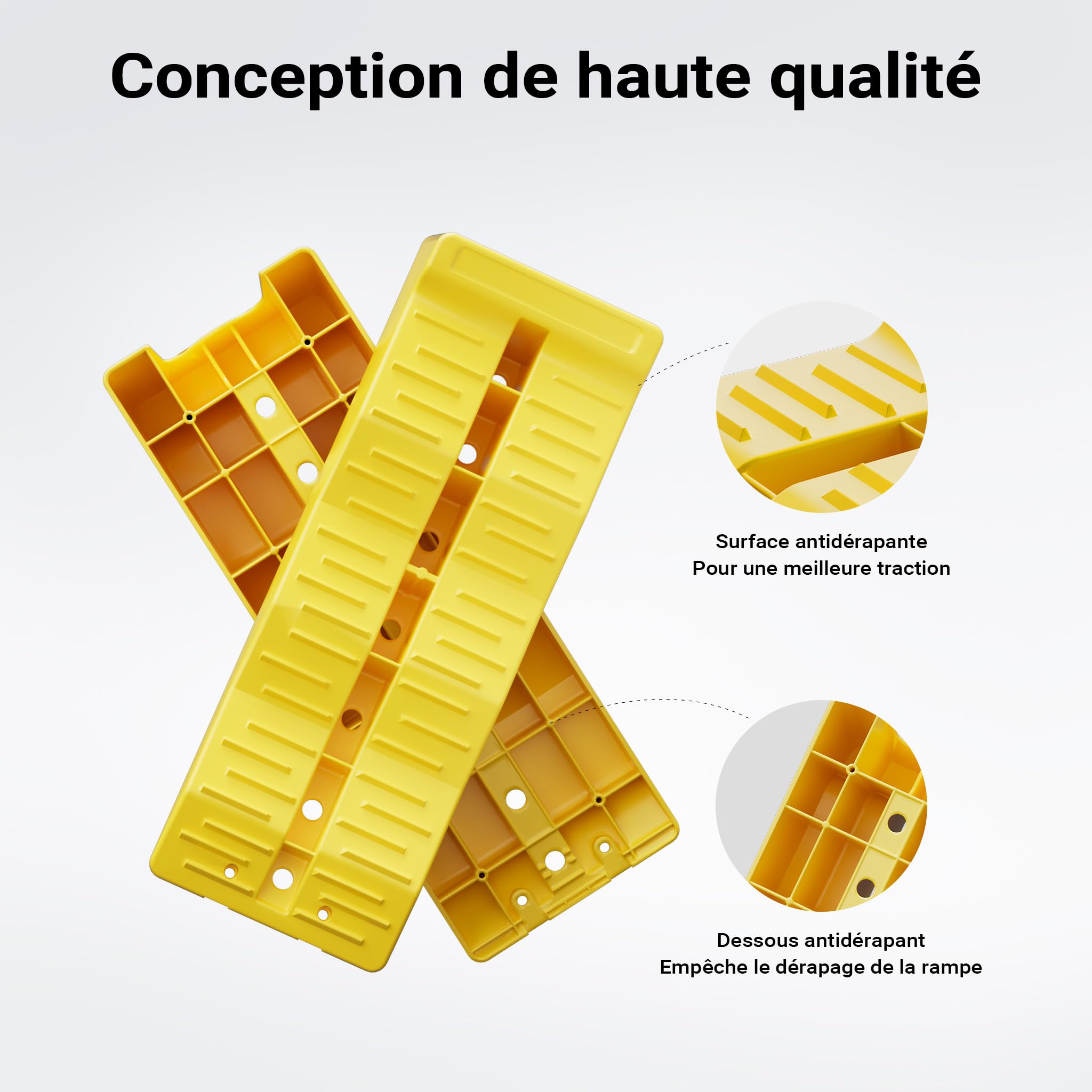 WilTec Cales de Niveau en Lot de 2 avec 3 Niveaux de Hauteur 40/70/100 mm, Cales de Roue d’Une capacité de Charge Max. de 3 t, Cales de Compensation pour Camping-Car