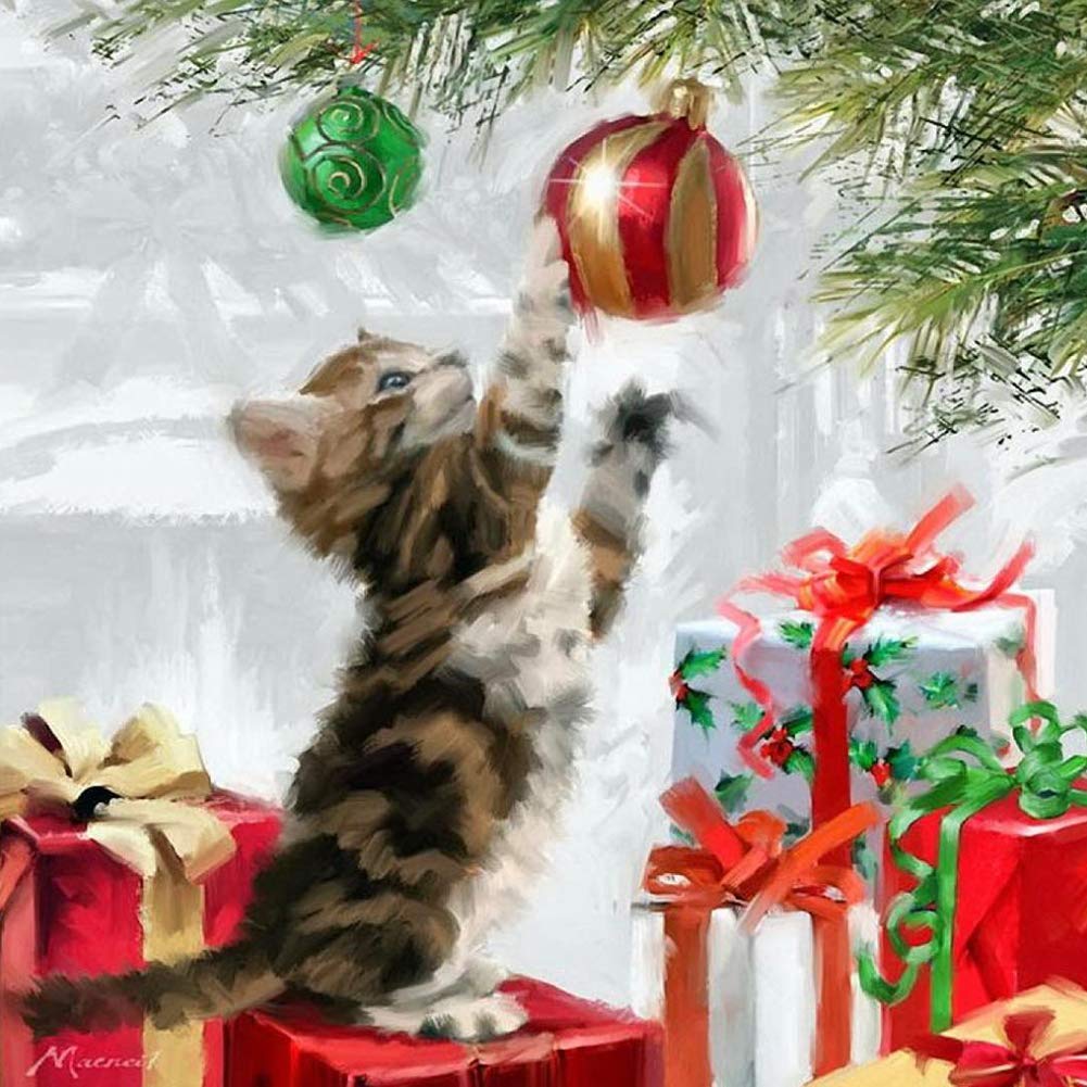 5D Diamond Painting Kits, Lovely Cat Gift WOWDECOR Full Drill DIY Diamond Art Cross Stitch Paint by Numbers