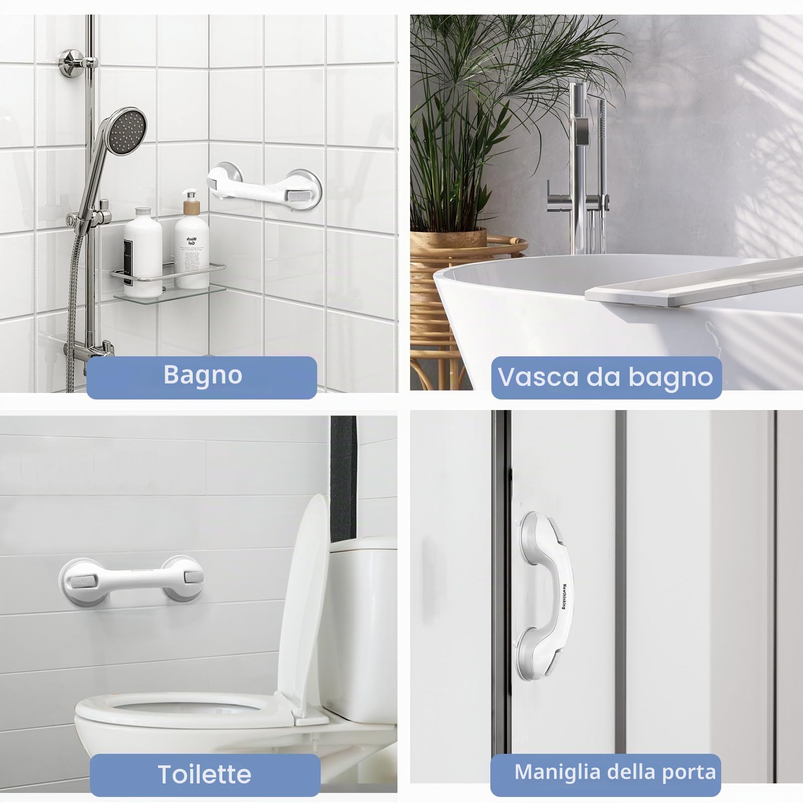 Newthinking Maniglie Ventosa da Bagno 30cm, Doccia Anziani Maniglia con Ventosa, Maniglione Ventosa Bagno per Anziani Disabili, 1 Pezzi