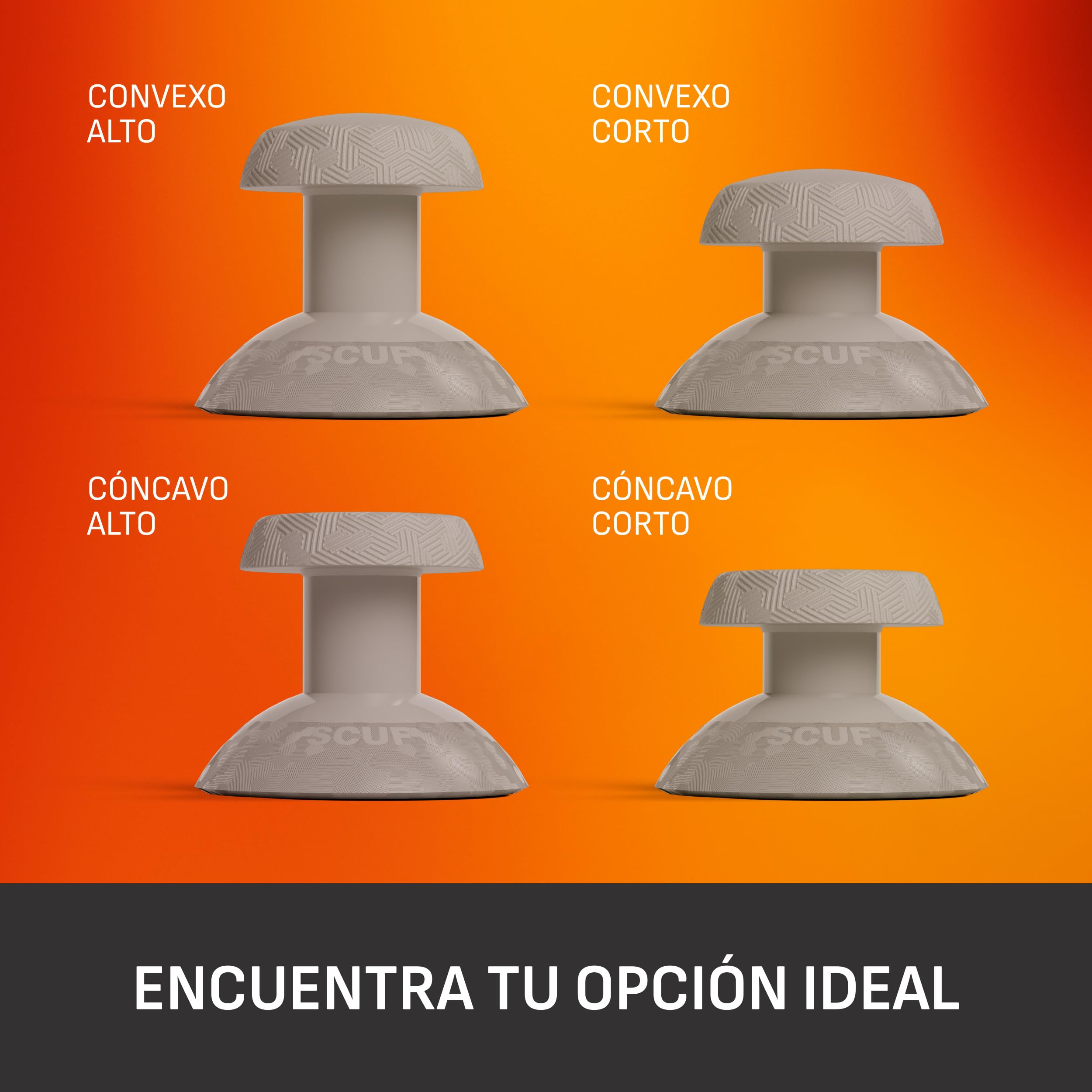 SCUF Valor Pro Kit de Sustitución del Sticks – 1 Corto Cóncavo, 1 Corto Convexo, 1 Largo Cóncavo, 1 Largo Convexo, Fácil de Intercambiar, Duradero – Gris Claro
