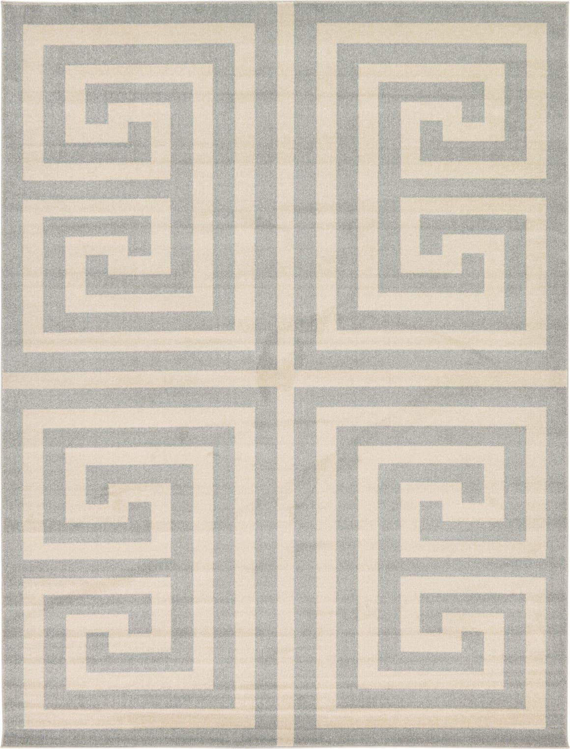 Unique Loom Athens Collection Classic Geometric Modern Border Design Area Rug (9' 0 x 12' 0 Rectangular, Gray/ Beige)