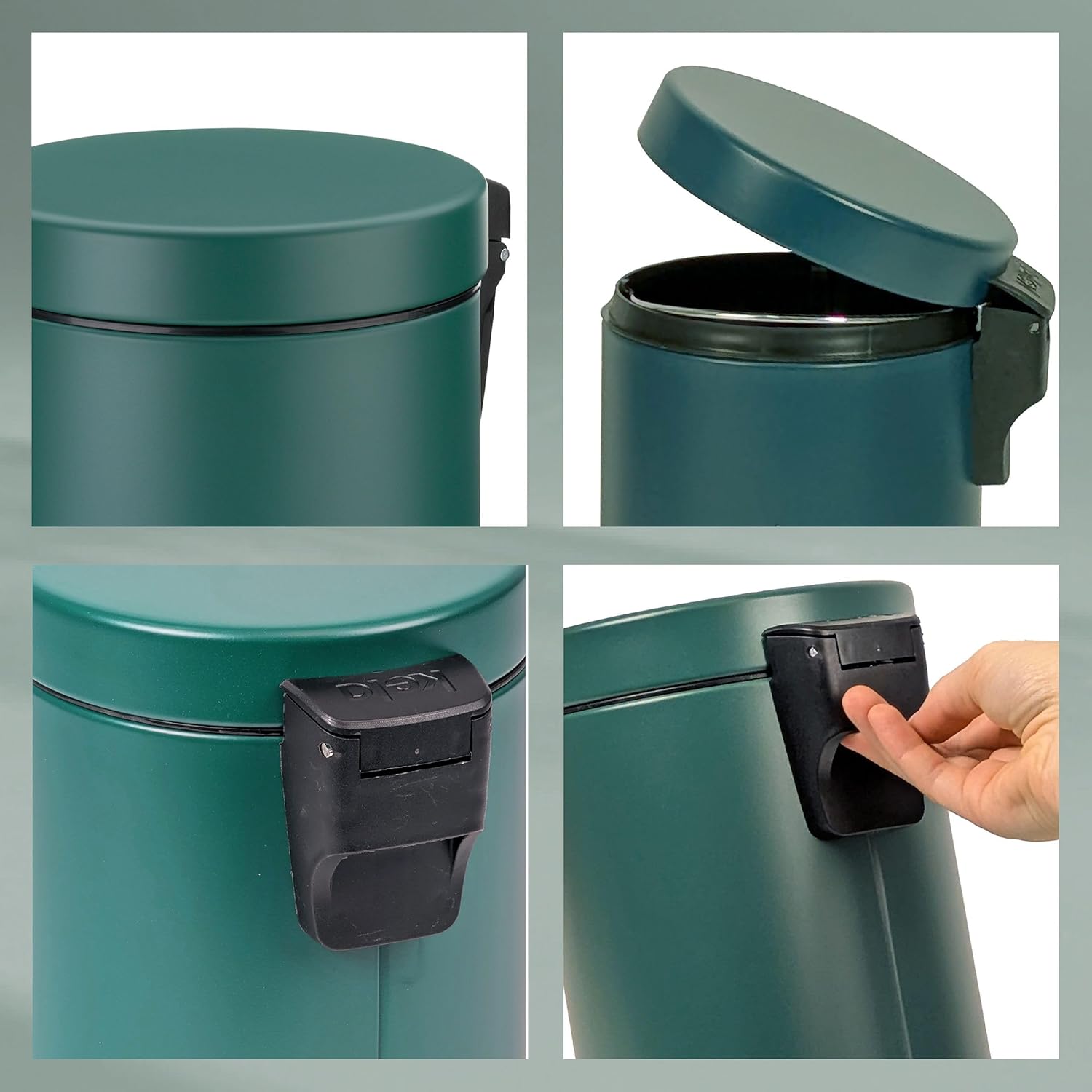 Kela 24295 Monaco Pedal Bin, 3L, Alps Green