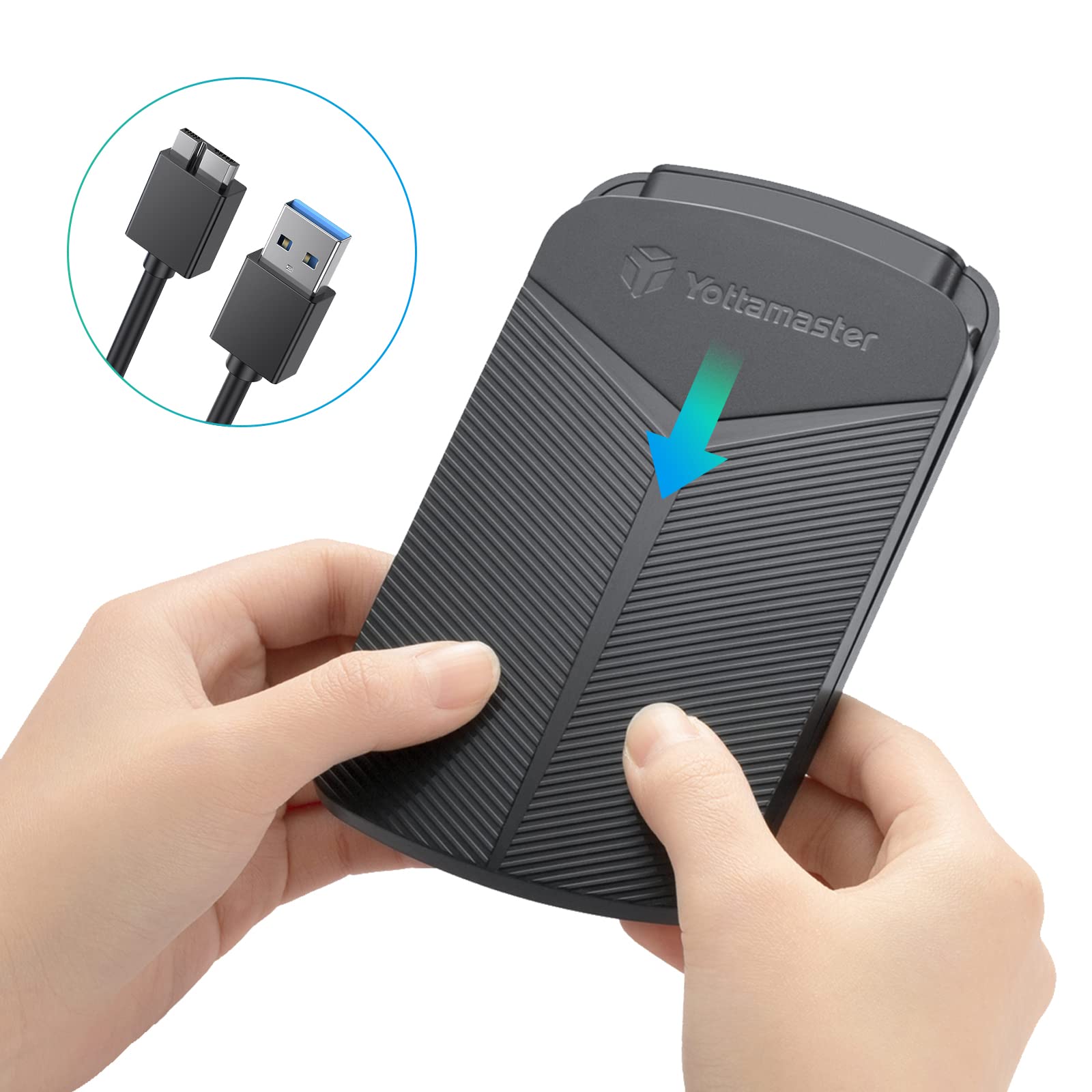 Yottamaster2.5 inch Hard Drive Enclosure,SATA to USB Tool-Free HDD Enclosure,5Gbps SSD Enclosure,Support USAP SATAIII ,Hard Drive Caddy Compatible with 2.5 Inch SSD HDD