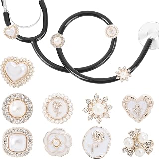 Pearl Elegant Stethoscope Charms for Nurse - 9Pcs Pediatric Stethoscopes Decor Personalized Accessories, Gift for Doctor & Veterinarian, Medical Worker Nursing Graduation
