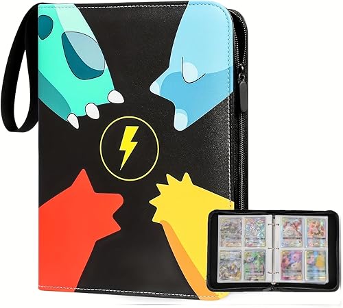 Carpeta de tarjetas coleccionables con mangas, 400 bolsillos con 50 fundas extraíbles, álbum de coleccionista de tarjetas con funda de transporte