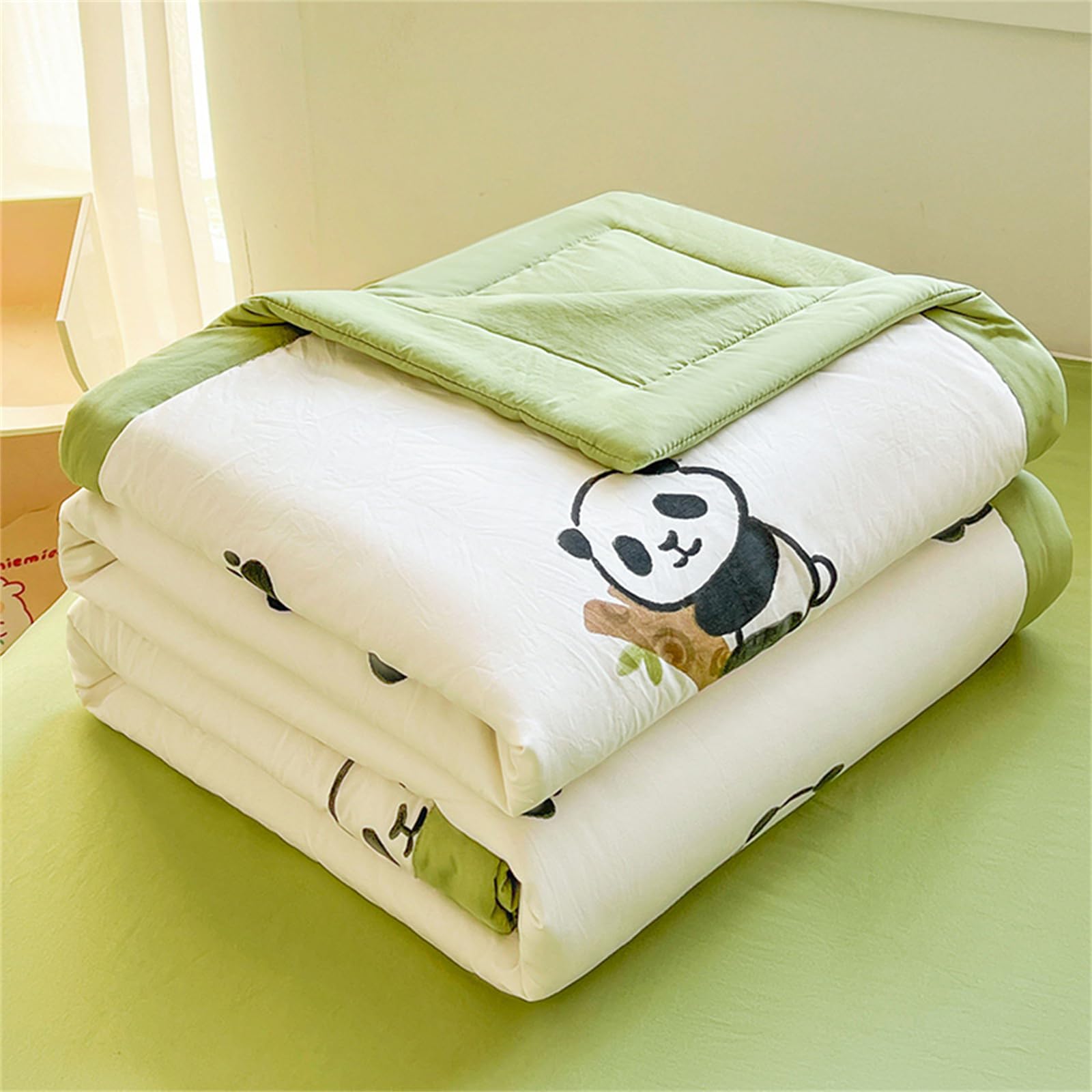 Odot Trapunta Piumino Estivo Reversibile, 4,5 Tog Trapuntino Copriletto Leggera Primaverile Coperta Trapuntatura Morbido per Letto Matrimoniale Una Piazza e Mezza (Panda nero carino,200 * 230cm)