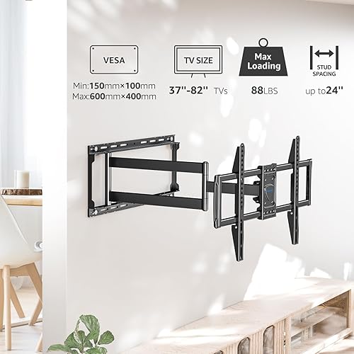 Miniatura 8 de MOUNTUP MU0019 - Soporte de pared para TV de brazo largo para la mayoría de televisores de 37 a 82 pulgadas, soporte de pared de TV de esquina con