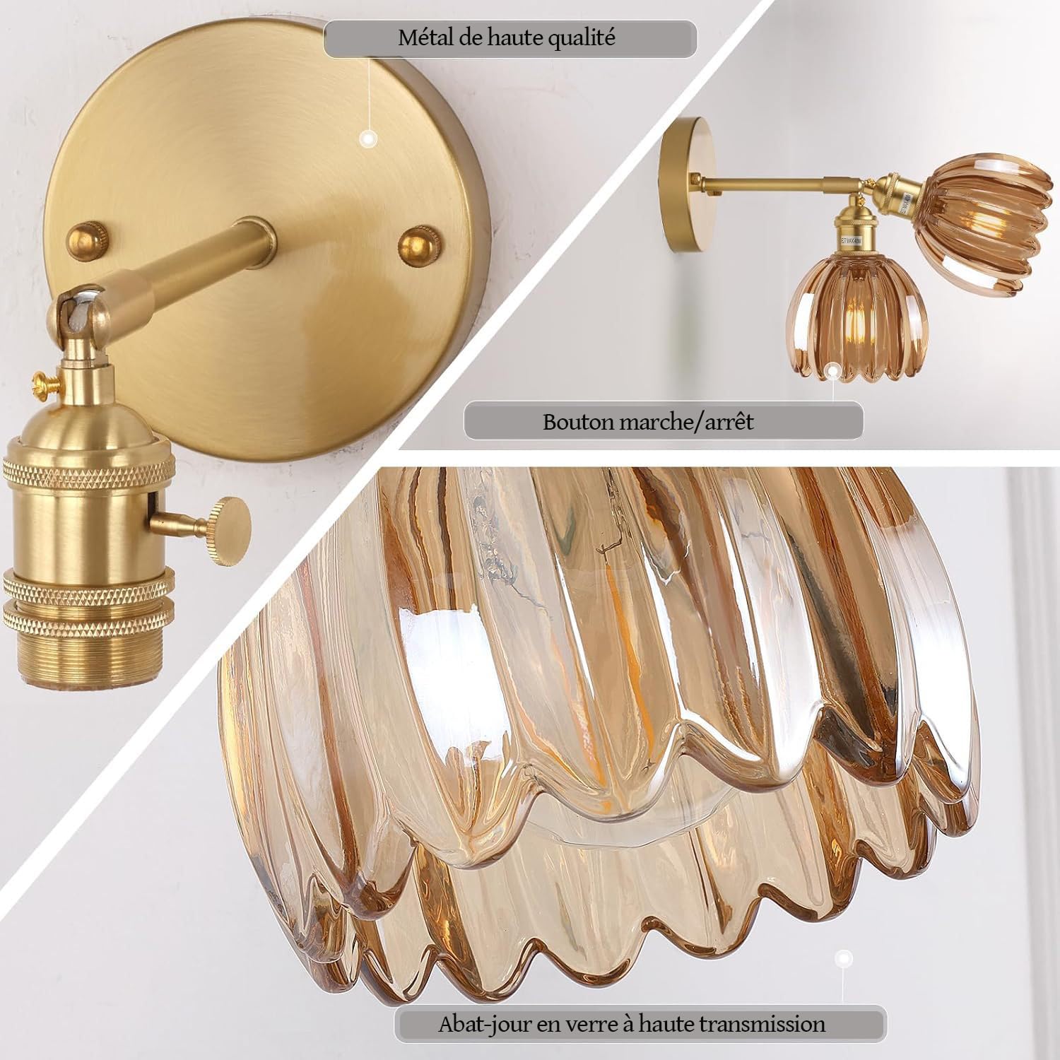 Bloemen glazen lampenkap, badkamer wandlamp, ijdelheid