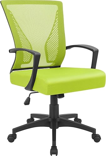 Miniatura 1 de Furmax Silla de oficina con respaldo medio, silla de escritorio giratoria con soporte lumbar, silla de malla ergonómica para computadora con