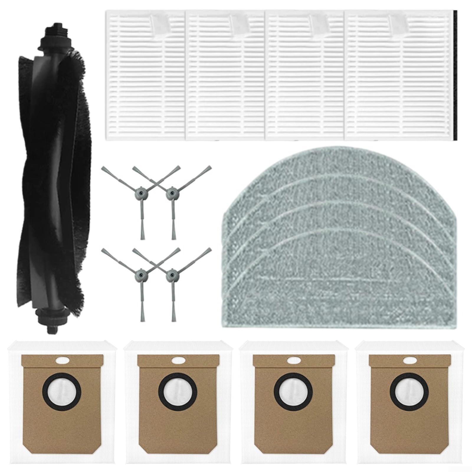 Kit de piezas de repuesto para aspiradora Hoover HG4 Hydro - 4 filtros, 4 paños de fregona, 4 cepillos laterales, 4 bolsas de polvo, 1 cepillo principal