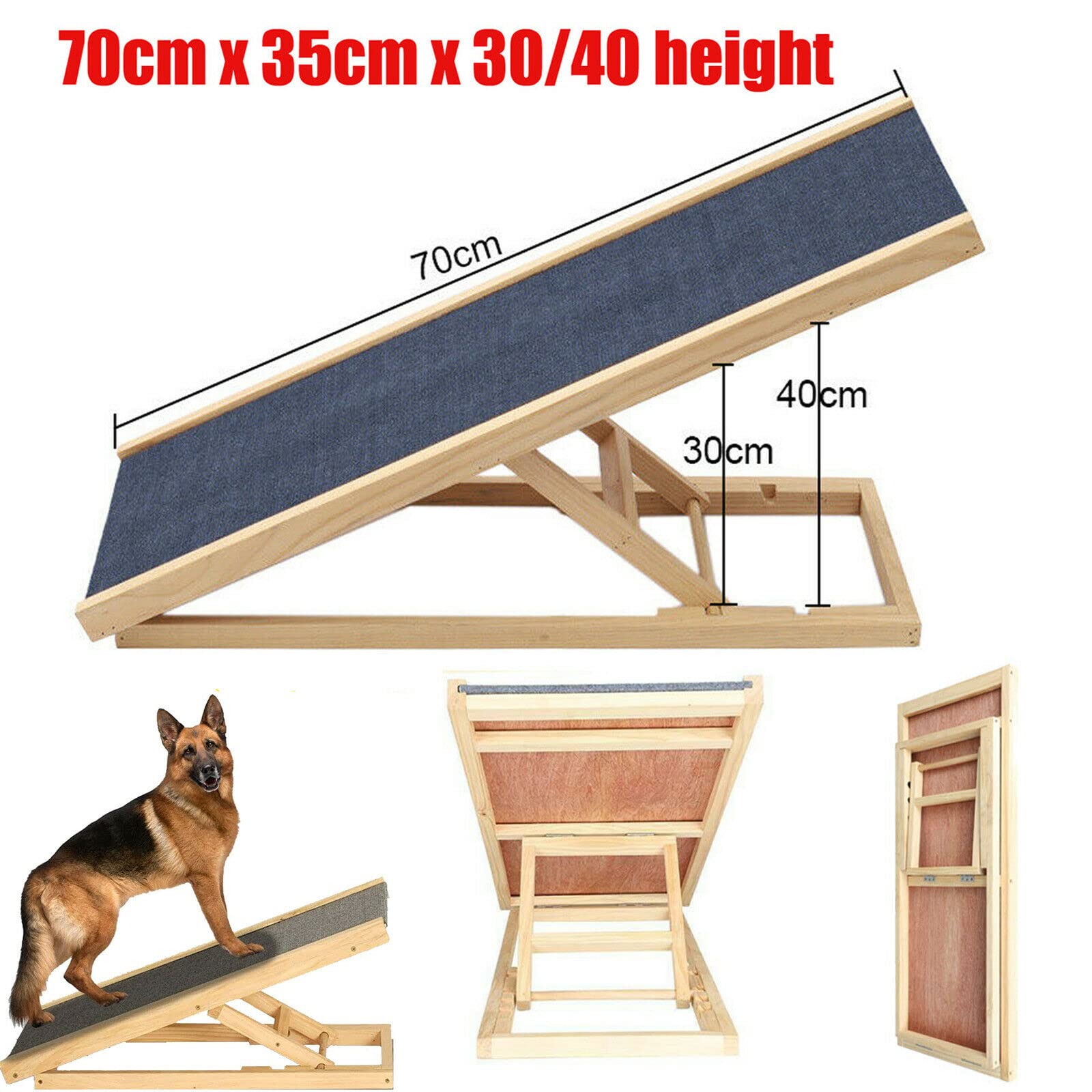 Rampe de voiture pliable pour chien - Grande rampe pour chien - Avec tapis antidérapant - 2 niveaux de hauteur réglable - 30 cm à 40 cm - Pour grands chiens