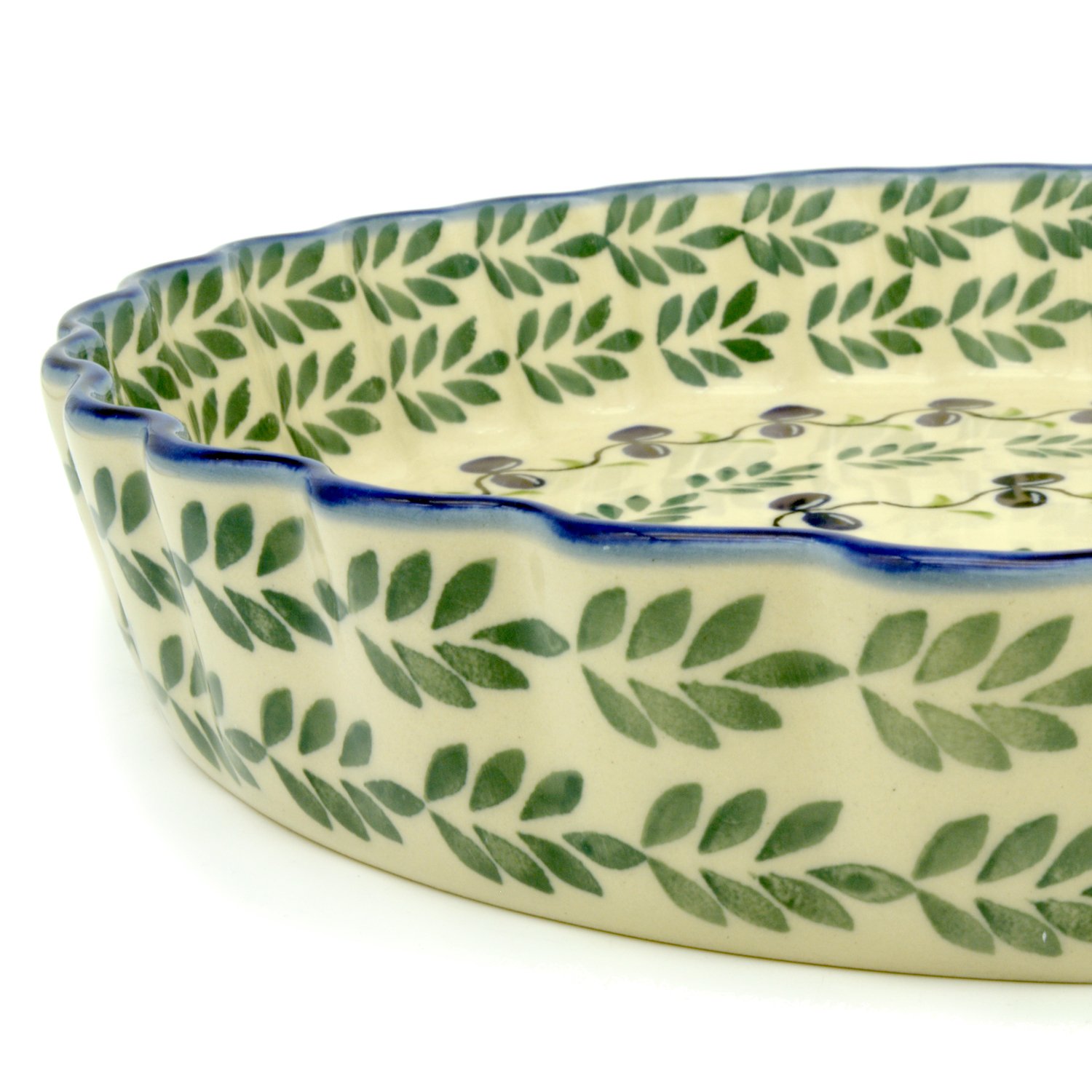 Bunzlauer ceramika forma do tarty lub quiche 26,5 cm (dekoracja oliwkowa)
