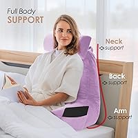 Vista 63 de Nestl Reading Pillow with Portable Laptop Lap Desk - Shredded Memory Foam Back Support Pillow for Sitting Up in Bed and Couch Rest Pillows with Navy