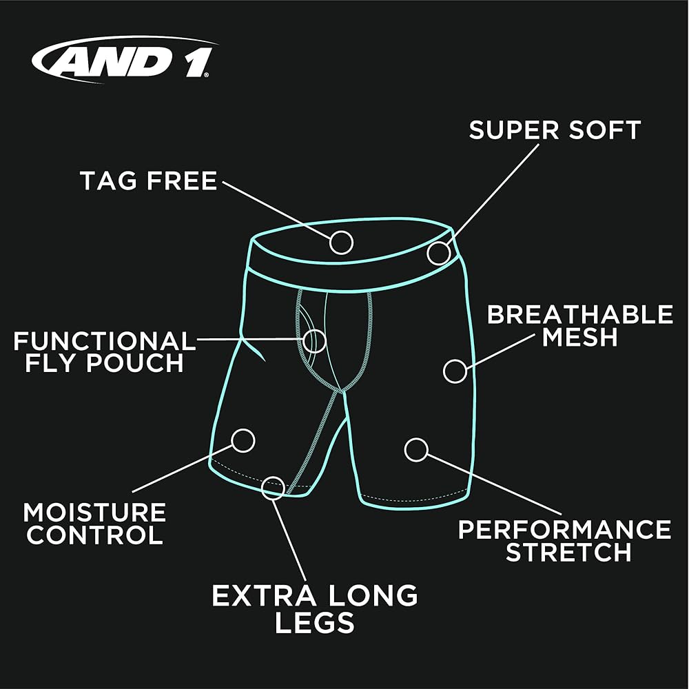 Amazon.com: AND1 Boys Boxer Briefs - 5 Pack Performance Long Leg