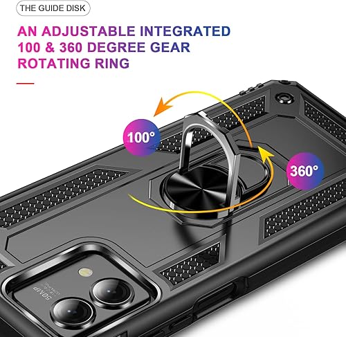 Miniatura 3 de Funda para Moto G Stylus 5G (2023) Funda de teléfono con soporte militar con anillo de soporte de metal para protección contra caídas, cubierta de