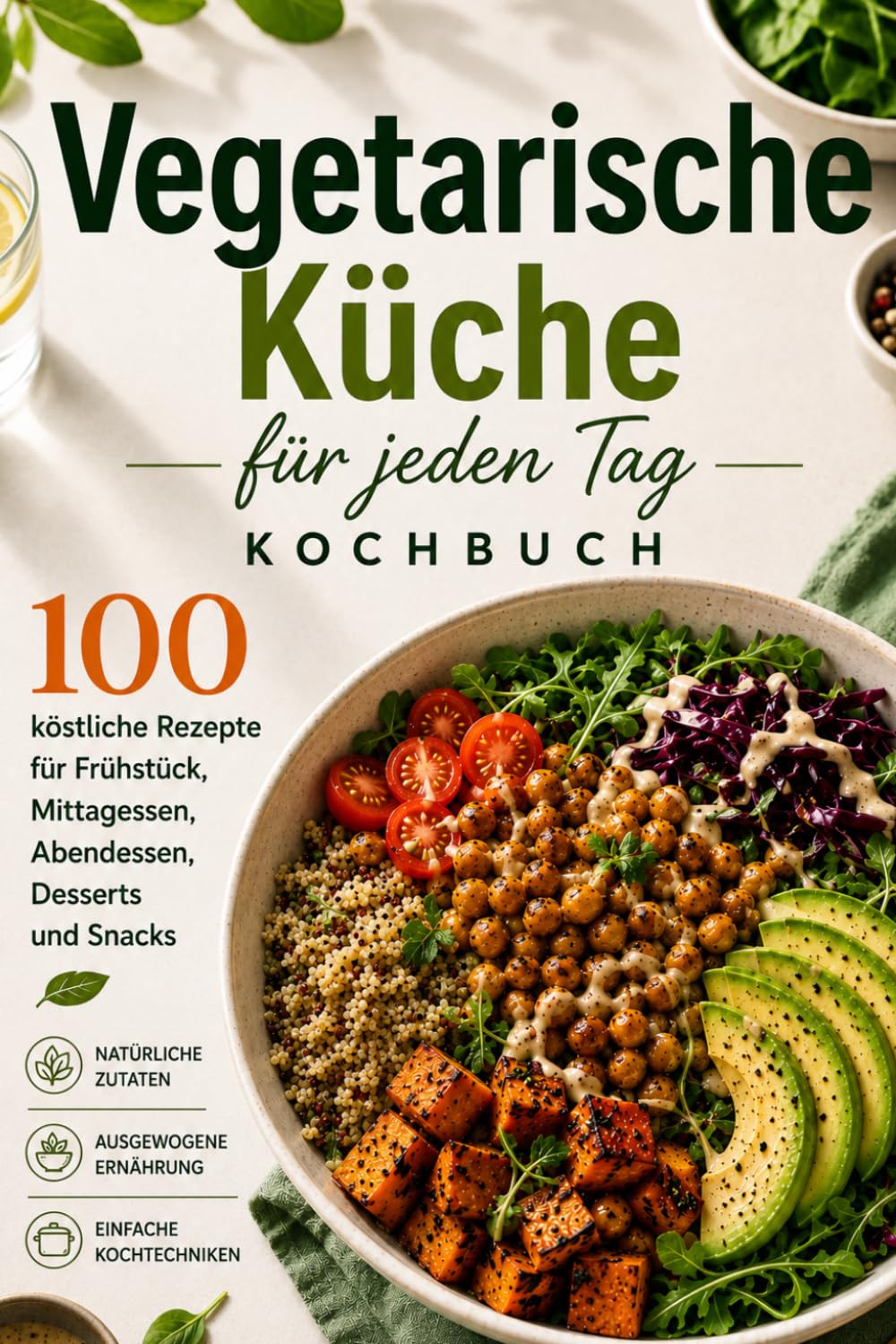 Das vegetarische Alltagskochbuch: 100 köstliche Rezepte für Frühstück, Mittag- und Abendessen, Desserts und Snacks mit frischen Zutaten, ausgewogener Ernährung und einfachen Kochtechniken