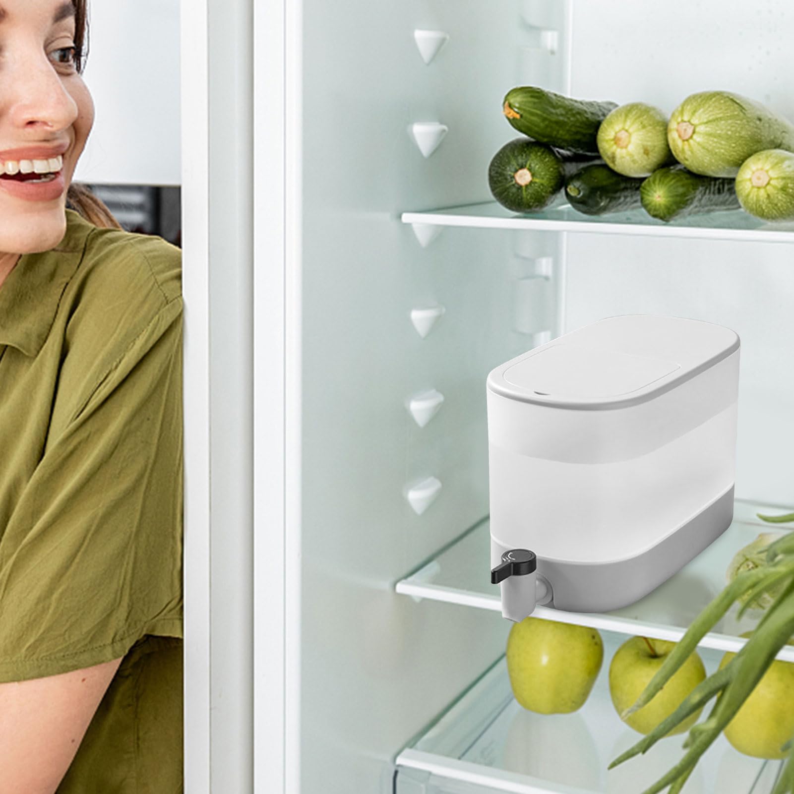 Dispensador de bebidas con espiga, hervidor frío sellado de 4 litros con tapa, cubo de hervidor de bebidas frías para refrigerador, de frutas para agua, limonada