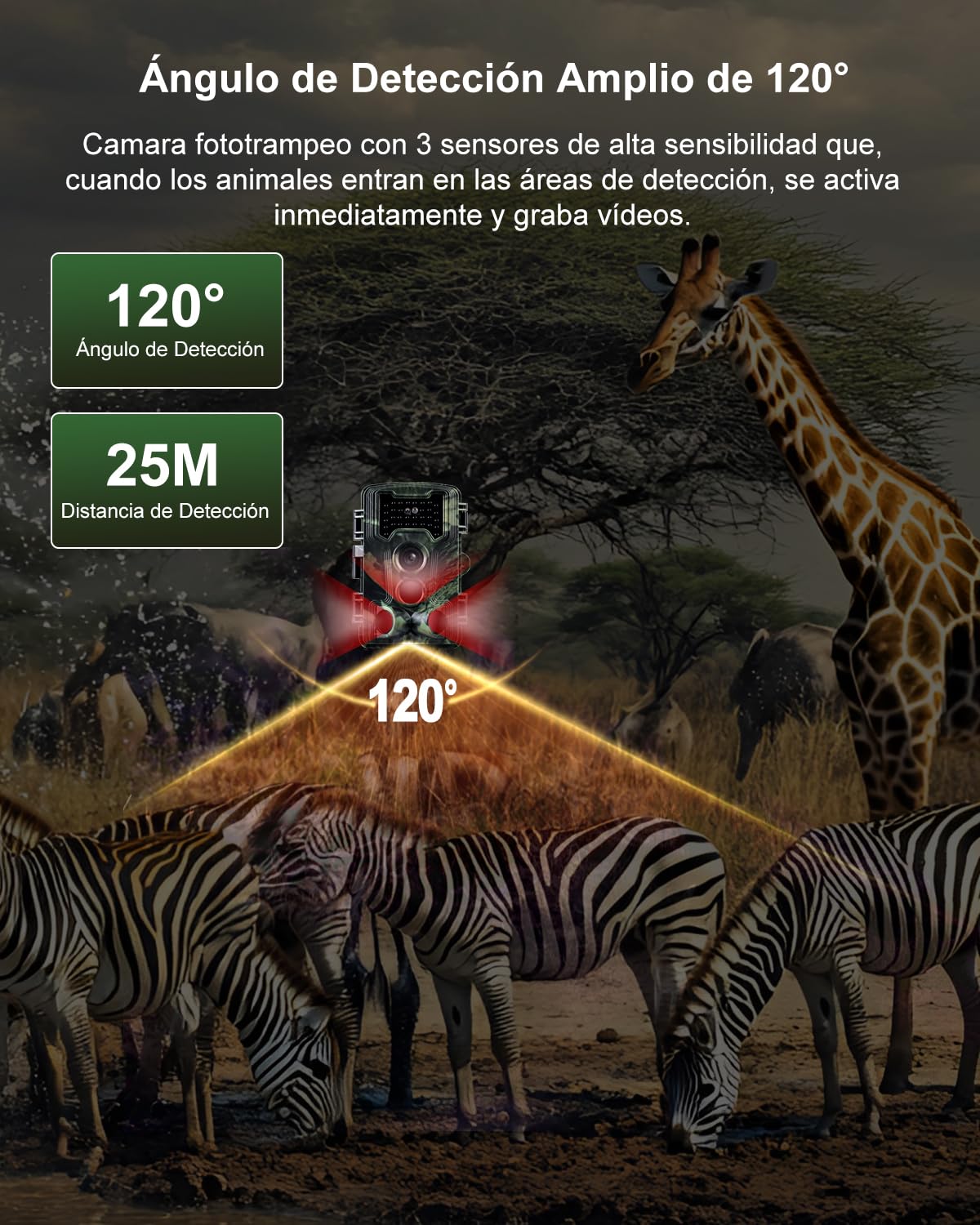 Cámara de Caza 2,7K 58MP, Camara Fototrampeo con Tarjeta 32G, 120° Cámaras de Caza Vision Nocturna Sin Brillo Invisible 0,1s Trampa Fotográfica Impermeable IP66 para Observación de Vida Silvestre