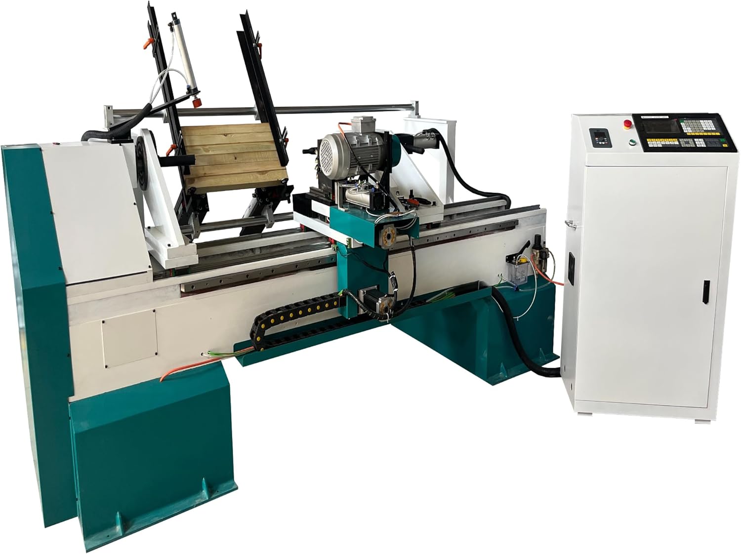 CA-1530 CNC Wood Lathe Machine Automatic Wood Turning Lathe with Auto Feeding Two Blades for Baseball Bat Table Legs Columns Industrial Woodworking Lathe Heavy Duty