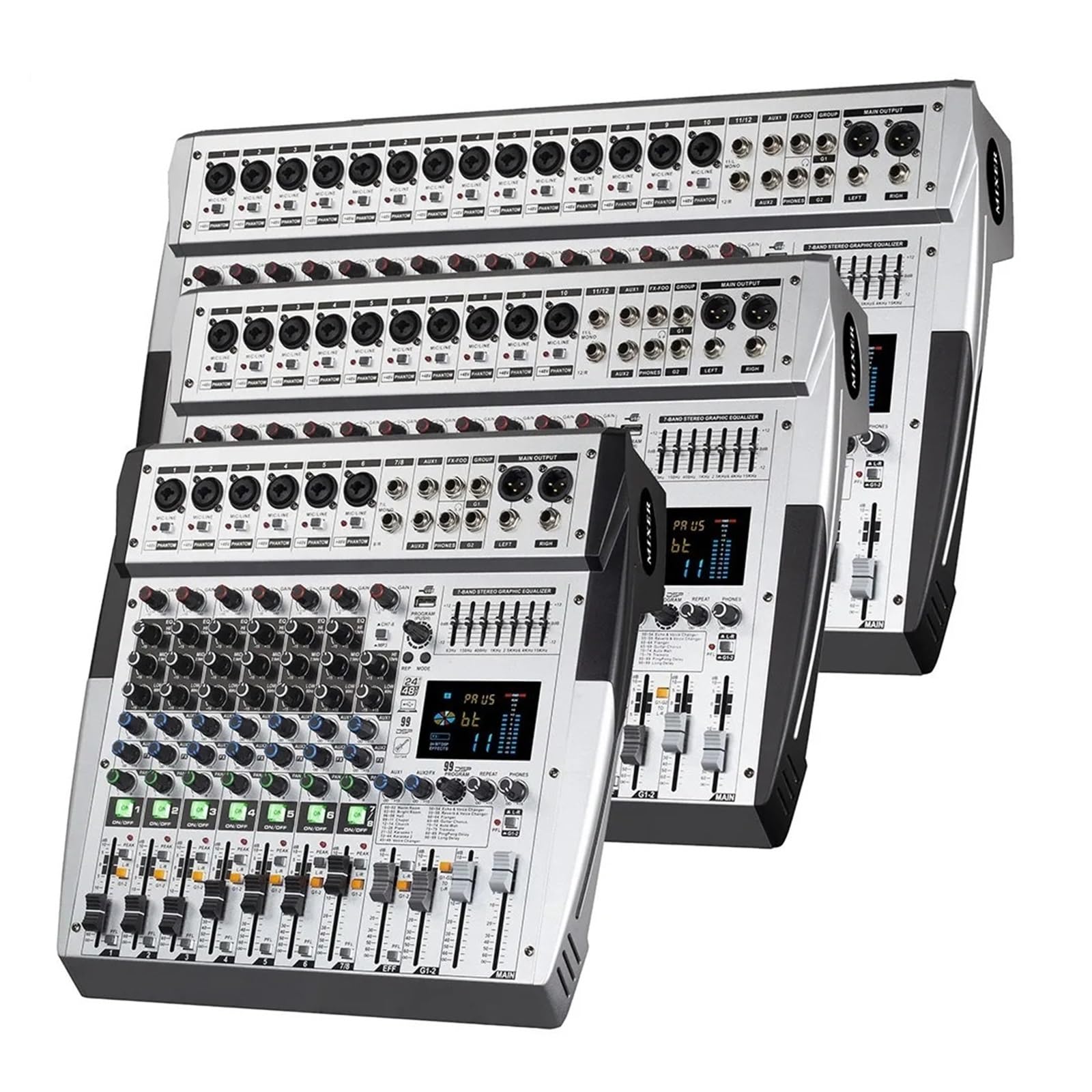 Controladora DJ, Consola mezcladora de sonido digital profesional DSP de 8/12/16 canales, 99 canales, amplificador de, Power Soundcraft con Bluetooth y USB(12 channel)