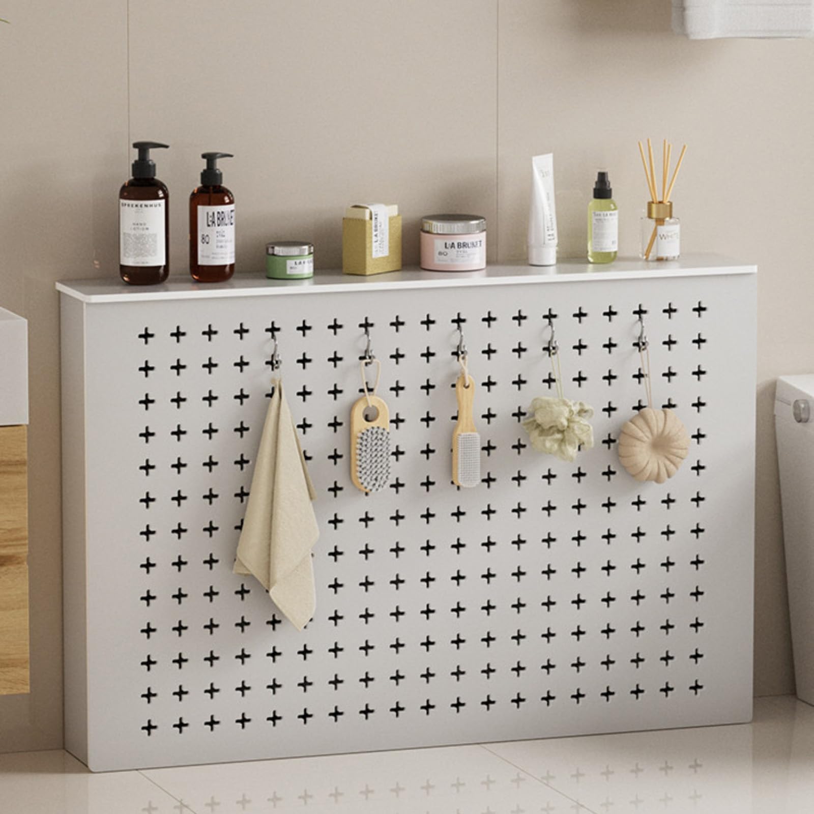 Cubierta para radiador, armario con rejilla con estante superior, cubierta decorativa de calefacción de madera para sala de estar, dormitorio, oficina, oculta tuberías