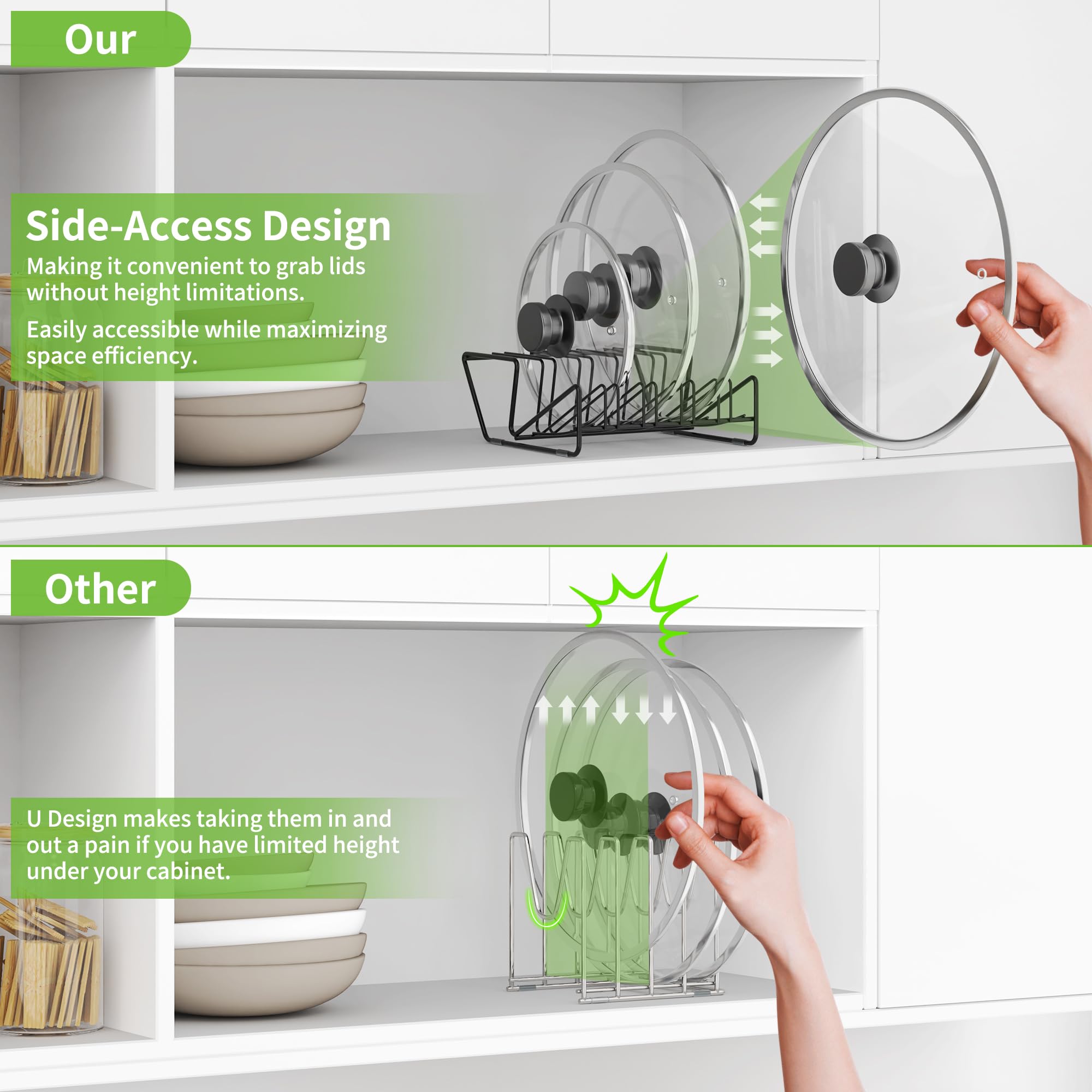 Amazon.com - LAEMYFYRE Pot Lid Organizer Rack, 5-Slot Holder for