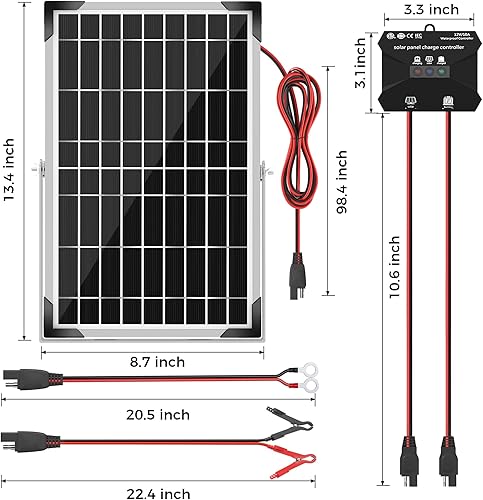 Miniatura 6 de Voltset Cargador de batería solar Mantenedor de panel solar de 10 vatios y 12 V para coche y barco - Cargador solar monocristalino impermeable con
