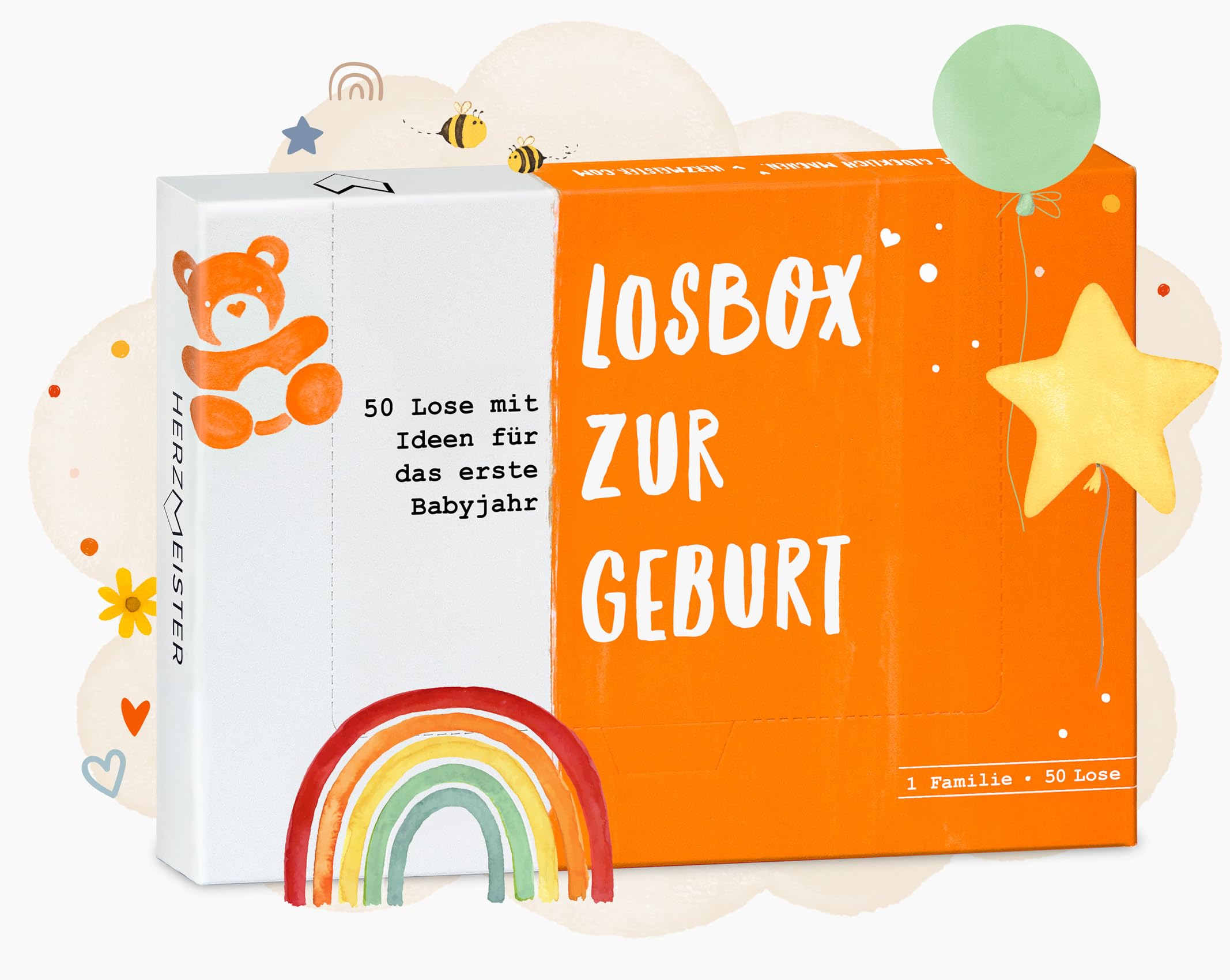 Losbox zur Geburt - Das Geschenk zur Geburt für Mama, Papa & Baby I 50 Lose mit wundervollen Ideen für das erste Jahr I Geschenk zur Geburt für Mädchen & Jungen und Geschenkidee für werdende Eltern