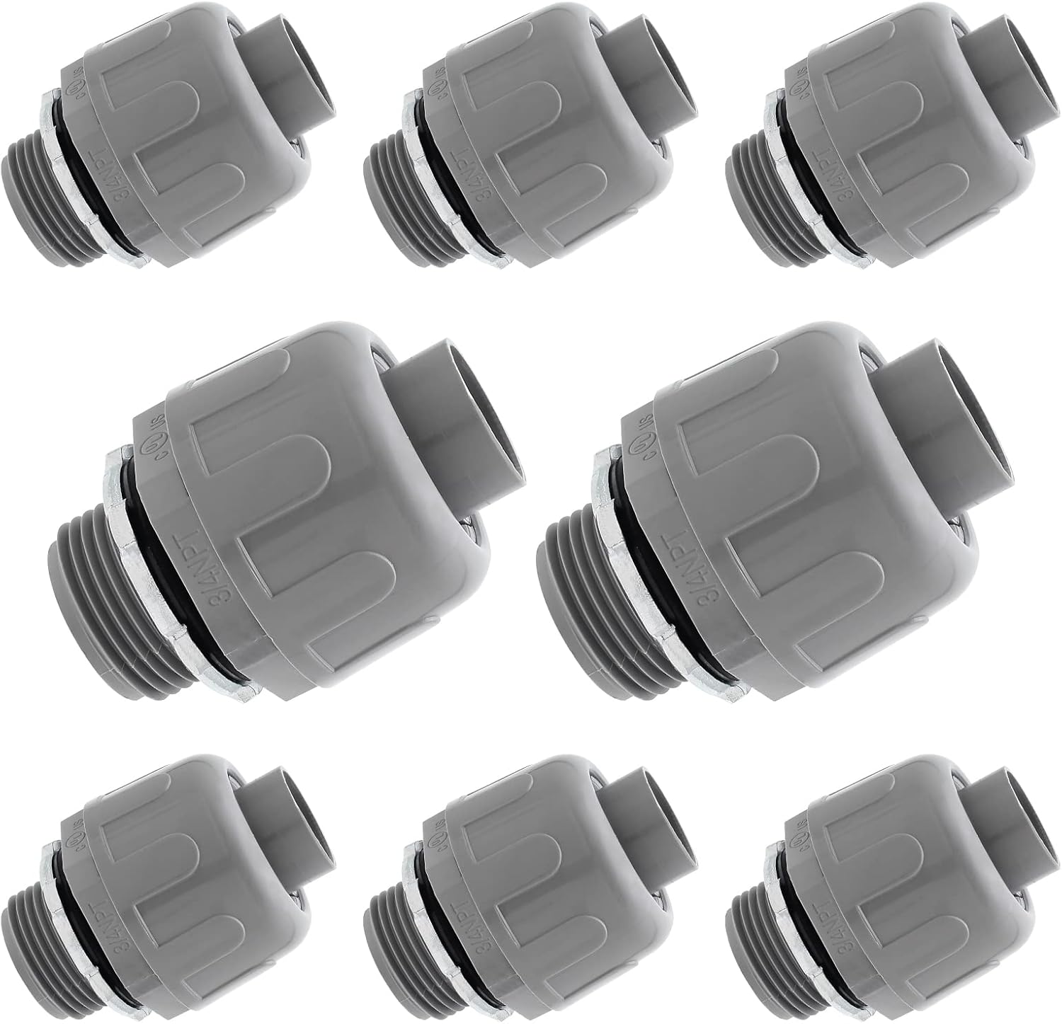 Cionyce 8 Pack NPT Nonmetallic Conduit 3/4in Electrical Conduit Fittings PVC Straight