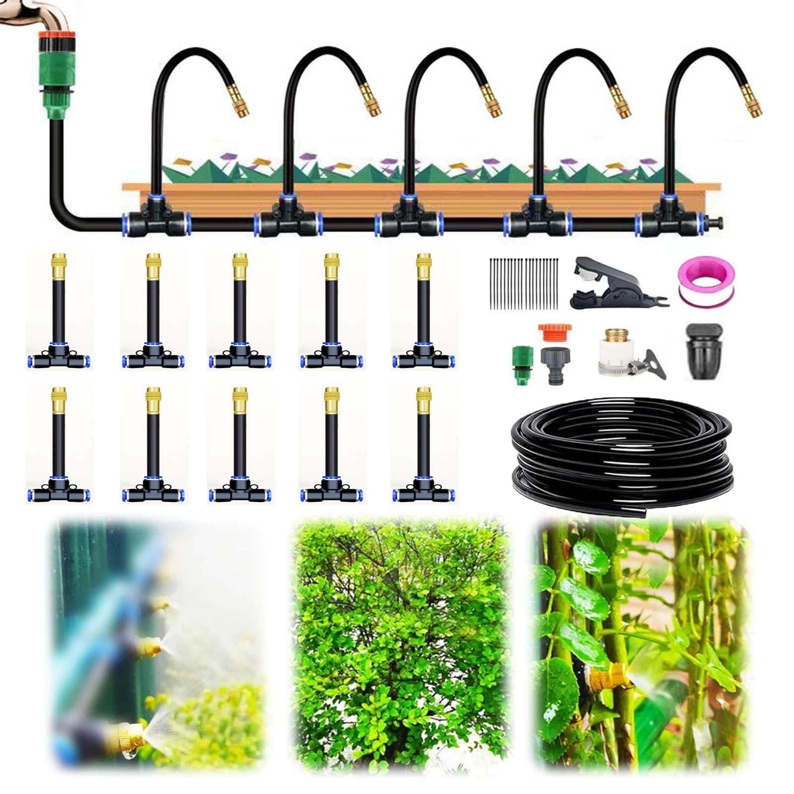 Feelhap Kit Arrosage Automatique 20M 360° - Système Goutte à Goutte Pour Jardin, Serre Et Potager