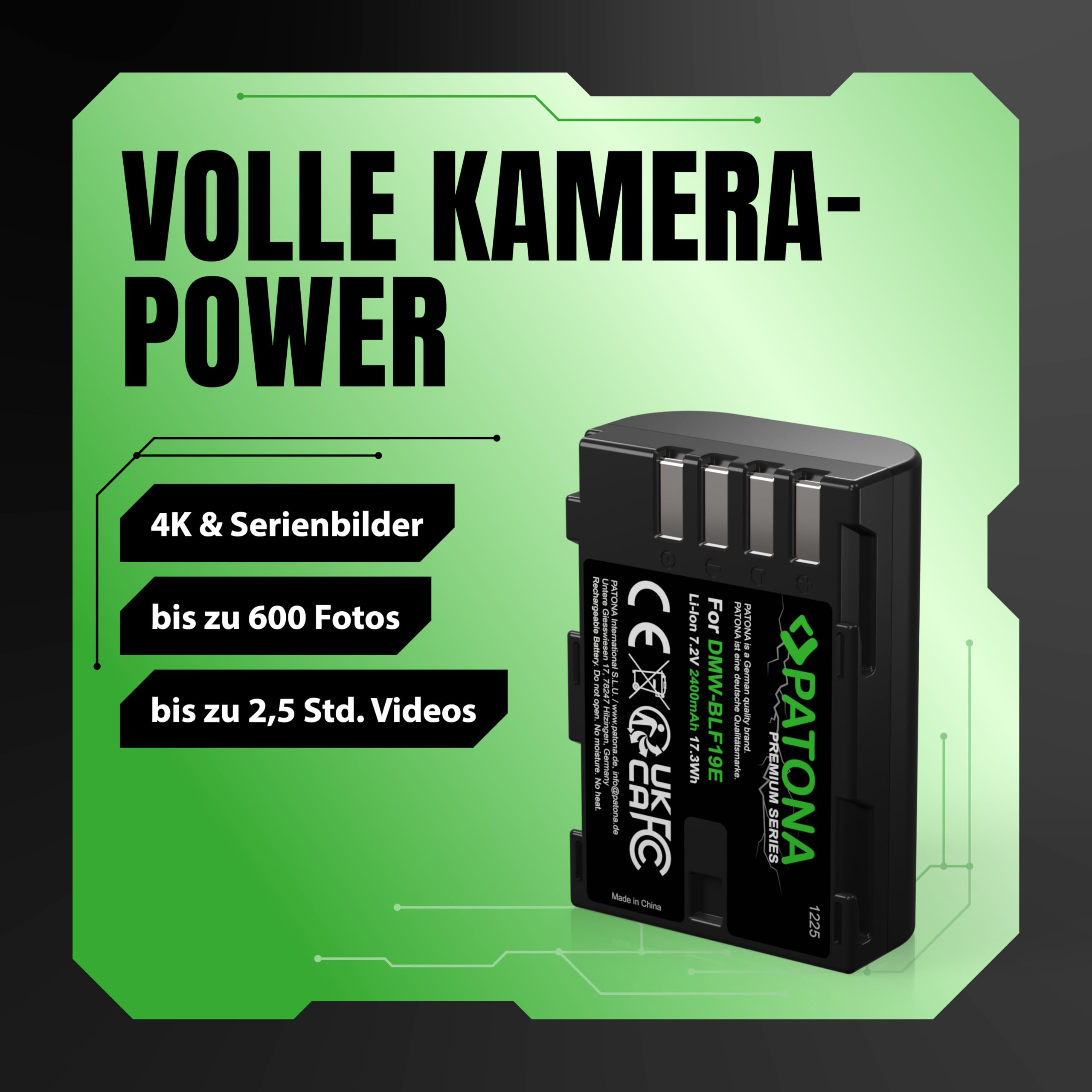 PATONA 2X Premium Akku Ersatz für Panasonic DMW-BLF19 BLF19E, 2400mAh