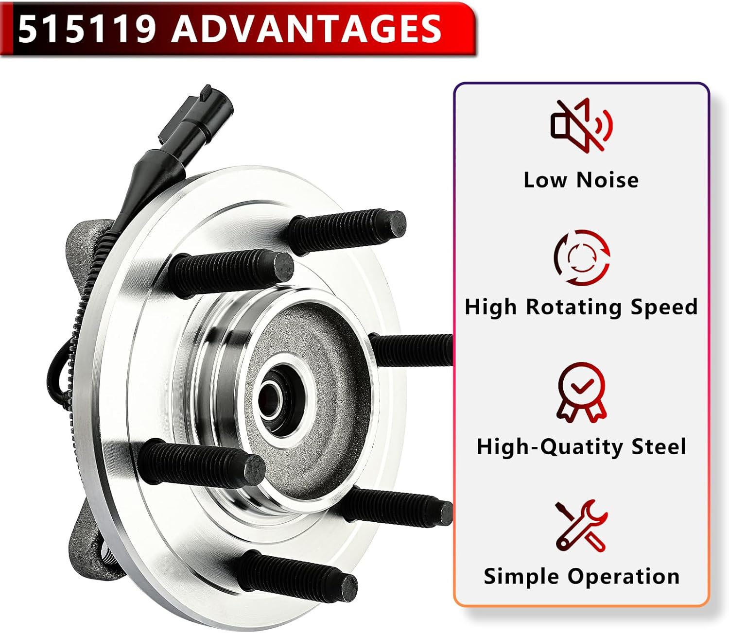 515119 4WD Front Left or Right Wheel Bearing and Hub Assembly Replacement Suspension Kit Compatible with Ford F-150 2009 2010