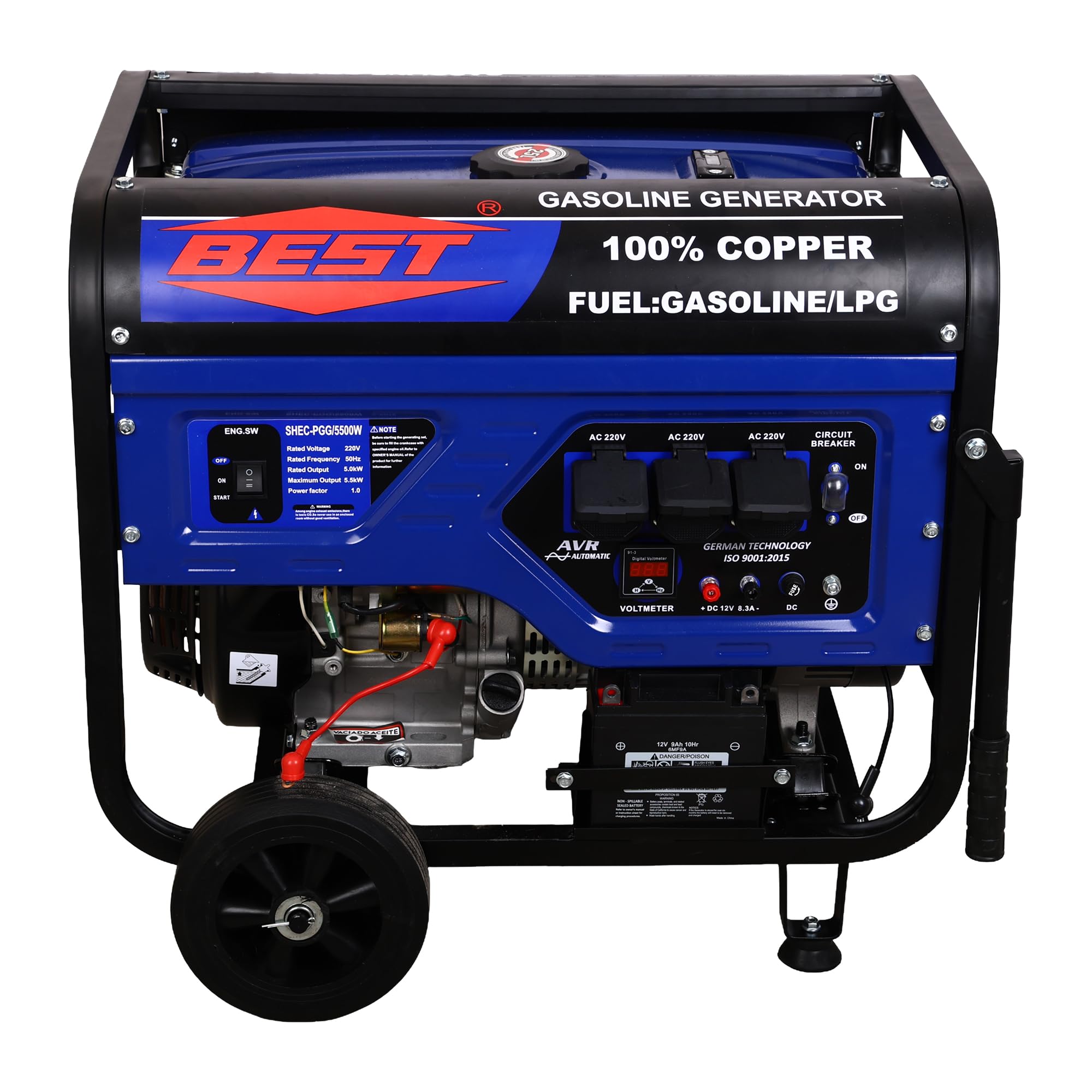 HYCO label Best Gasoline Generator 5.5kW Peak Power, 5kW Rated Power, Portable 15HP/420CC Petrol/LPG Generator with AVR Technology, 220V Output, Recoil Start, OHV Engine, Taiwan made-picture-28