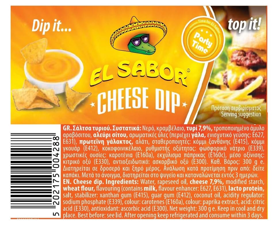 Image of El Sabor Cheese Dip 300g | Creamy Cheddar Style Dip | Perfect for Nachos, Fries, Burgers & Snacks | Ready to Eat | Party Time Favourite