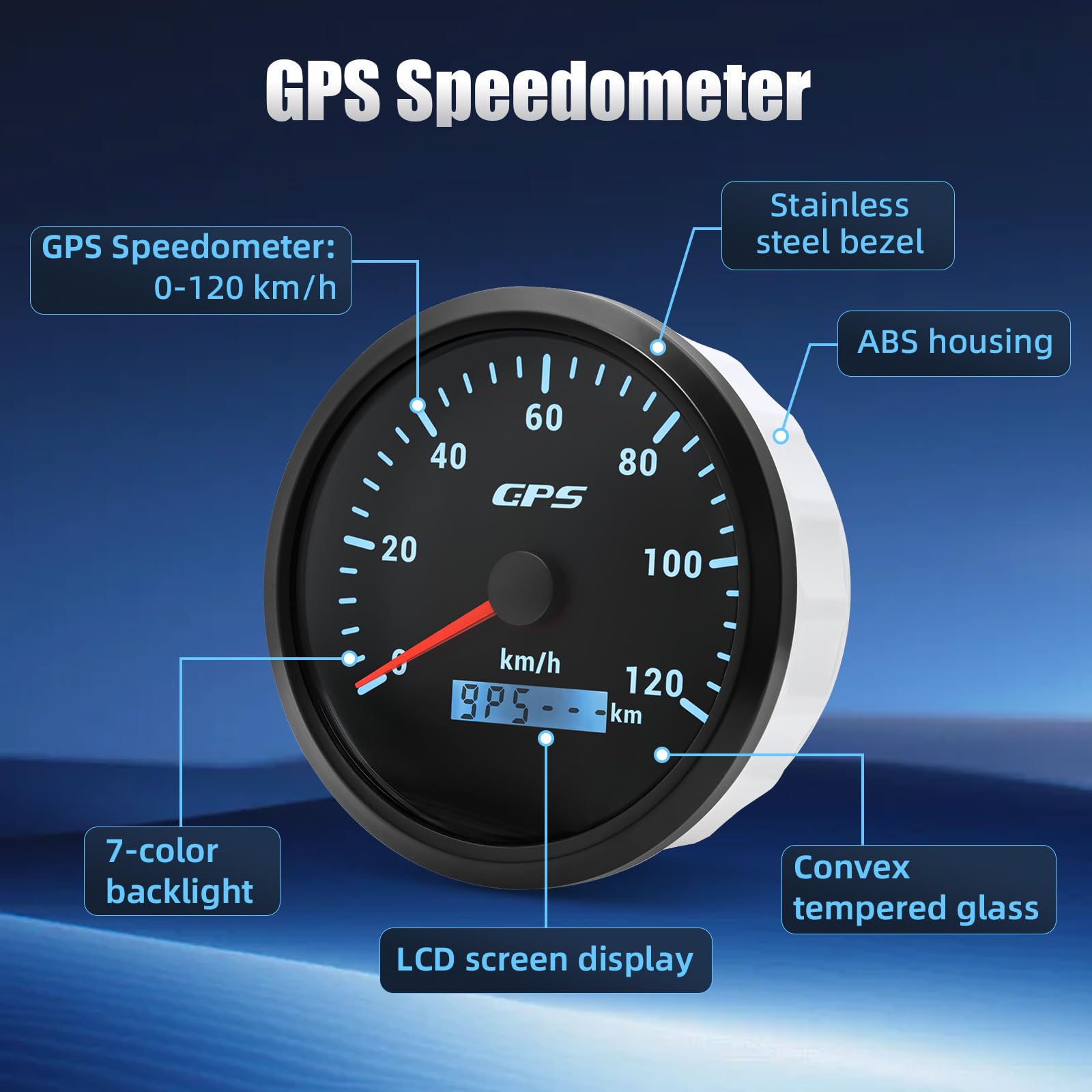 110MM GPS Geschwindigkeitsmesser 200km/h&Tachom Produktbild-Vorschau 2