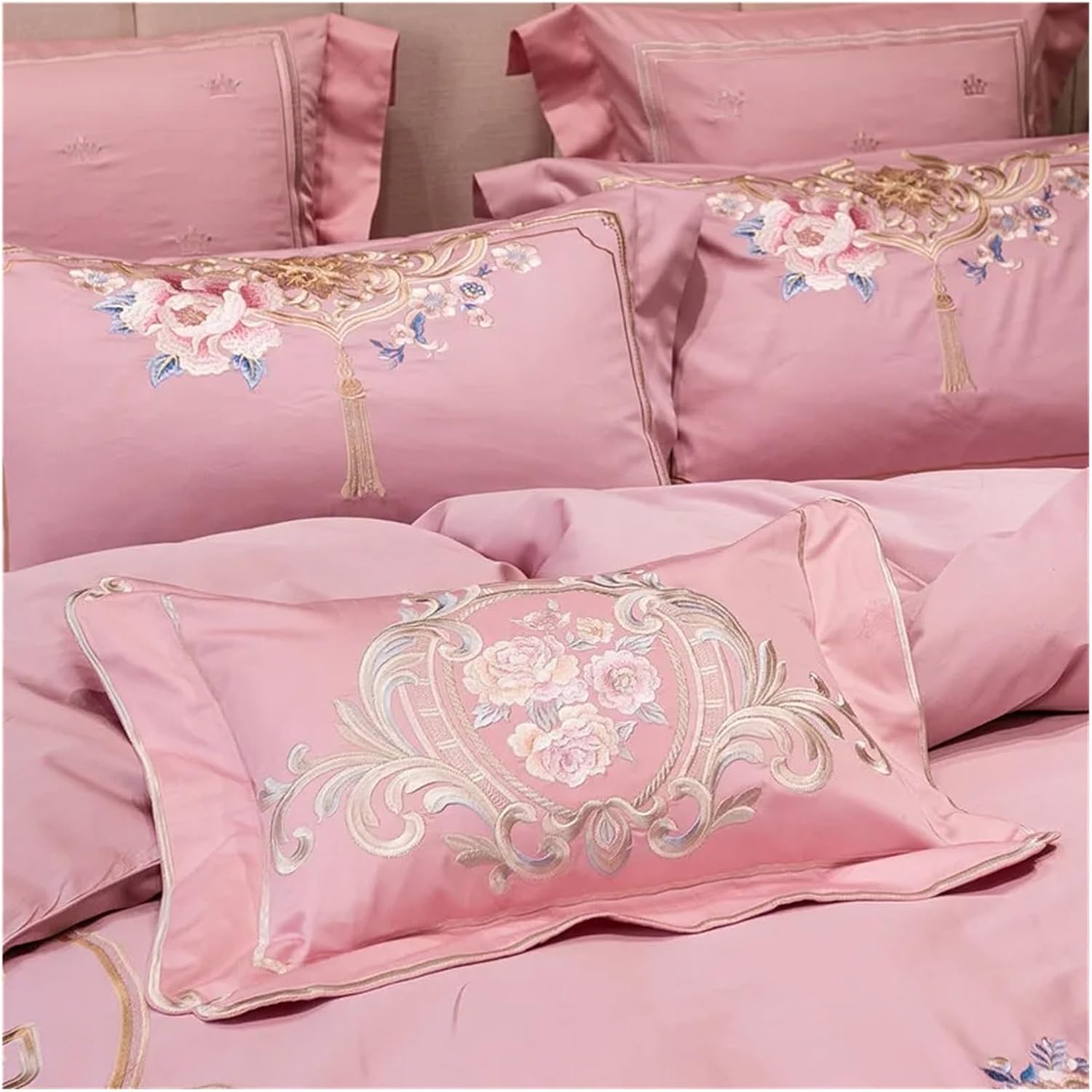 Peacock Embroidery 4 Pcs Bedding Set Bedclothes 1000TC Egyptian Cotton Bed Linens Duvet Cover Set Bed Sheet,Bed