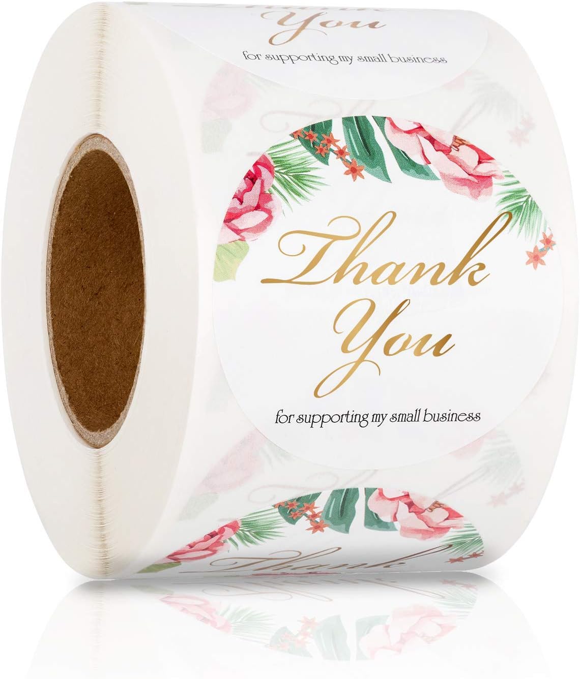 2" Thank You for Supporting My Small Business Stickers, Floral Thank You Sticker, Round Labels for Small Business Owners Bakery Handmade Good to Use on Bags, Boxes and Envelope, 500 Labels Per Roll