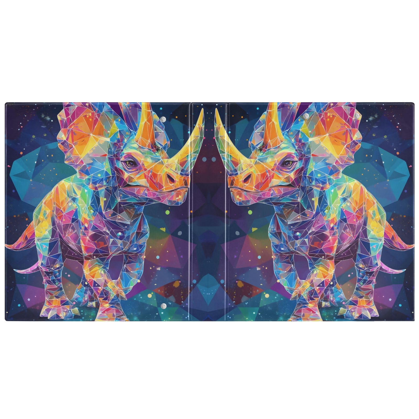 Triceratops - Raccoglitore a 3 anelli colorati da 3,8 cm per 200 fogli con 3 tasche interne trasparenti in PVC, per scuola e ufficio