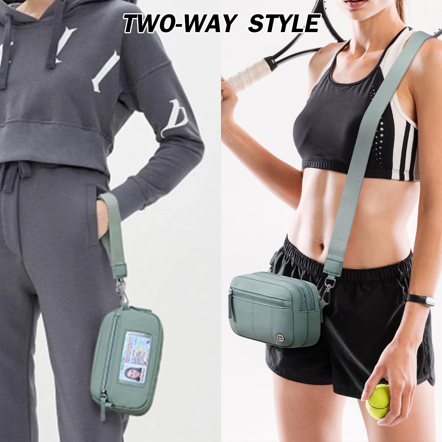 POIUGOYA Small Nylon Crossbody Bags for Women,RFID Wristlet Purse Built in Wallet, 4 Zipper Crossbody Wallet Phone Organizer - Image 2