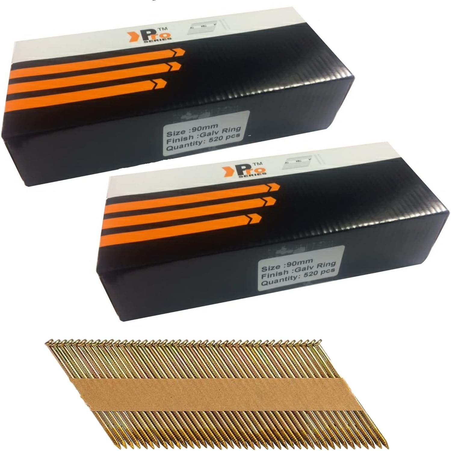 1040 x 90mm Galvanised Ring Framing Nails for DEWALT Cordless First Fix