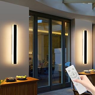 Mikeru 2pack 23.6inch Outdoor Wall Light Fixtures, 10%-100% Dimmable Outdoor Wall Lights Exterior Front Porch Light 3000-6000k Wall Mounted Led Lighting for Basement, Shop,Garage Lighting
