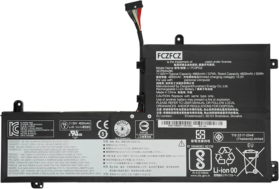 Lenovo PC AMD Ryzen7 5825u 100%バッテリー Amazon.com: FCZFCZ L17C3PG2 Battery 57Wh 4965mAh Replacement for