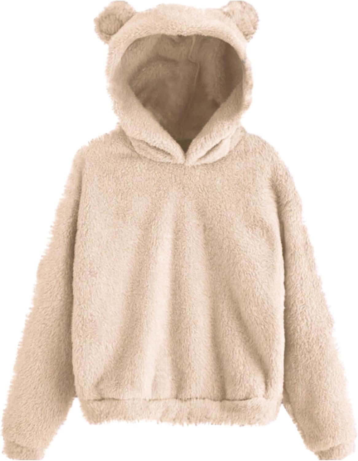 CORIRESHA Cute Teddy Bear Ears Hoodie Long Sleeve Soft Warm Fleece Homewear
