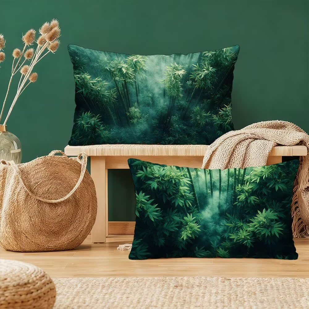 Lot de 2 housses de coussin 40x80 vert velours | Cadeau femme