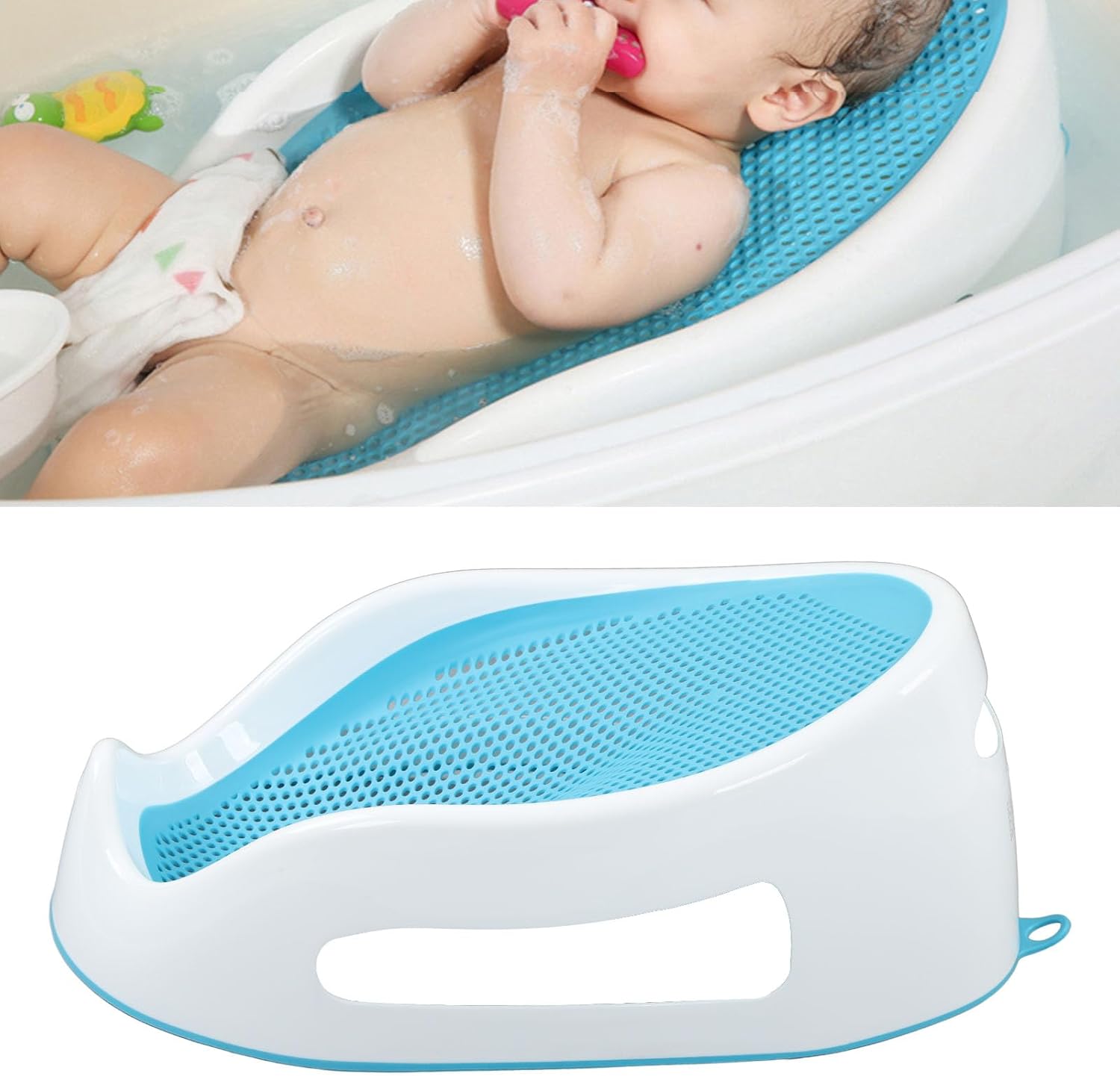 VBESTLIFE Baby Bath Support, TPE Soft Silicone, 0-6 Months, Light Blue